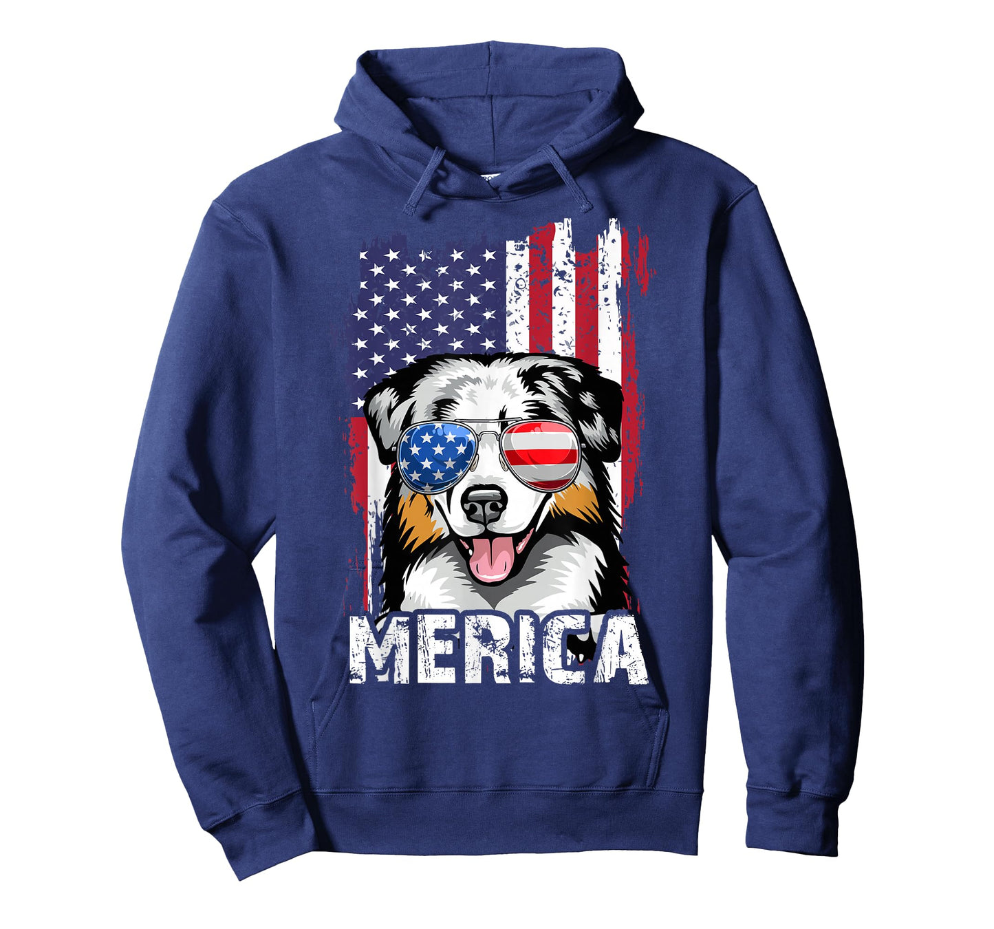 Australian Shepherd 4th of July Merica USA Flag Aussie Dog T-Shirt