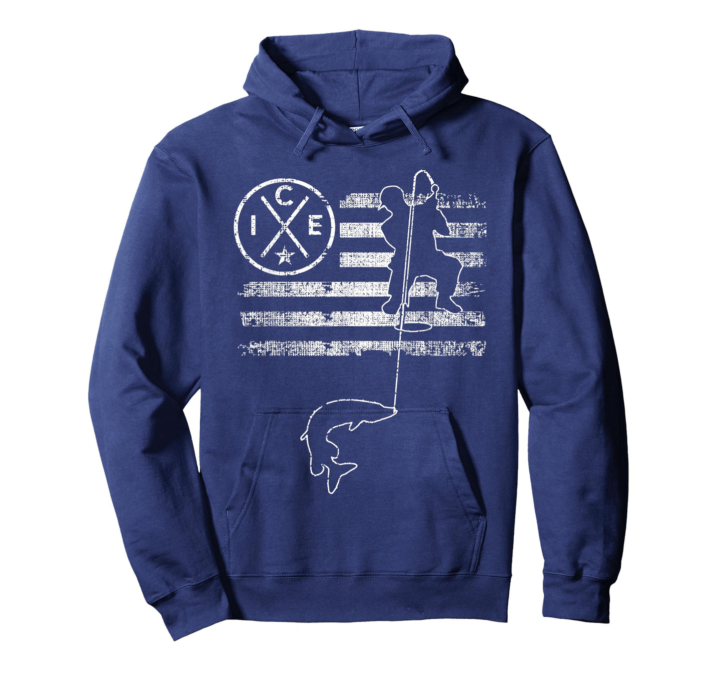 American Flag Ice Fishing Women Kids Men T-Shirt