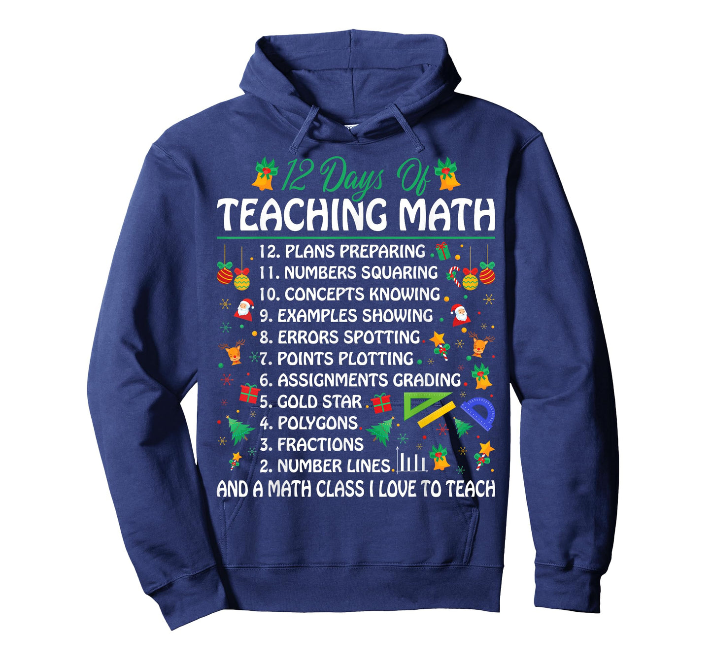 12 Days of Teaching Math - Funny Math Teacher Christmas T-Shirt