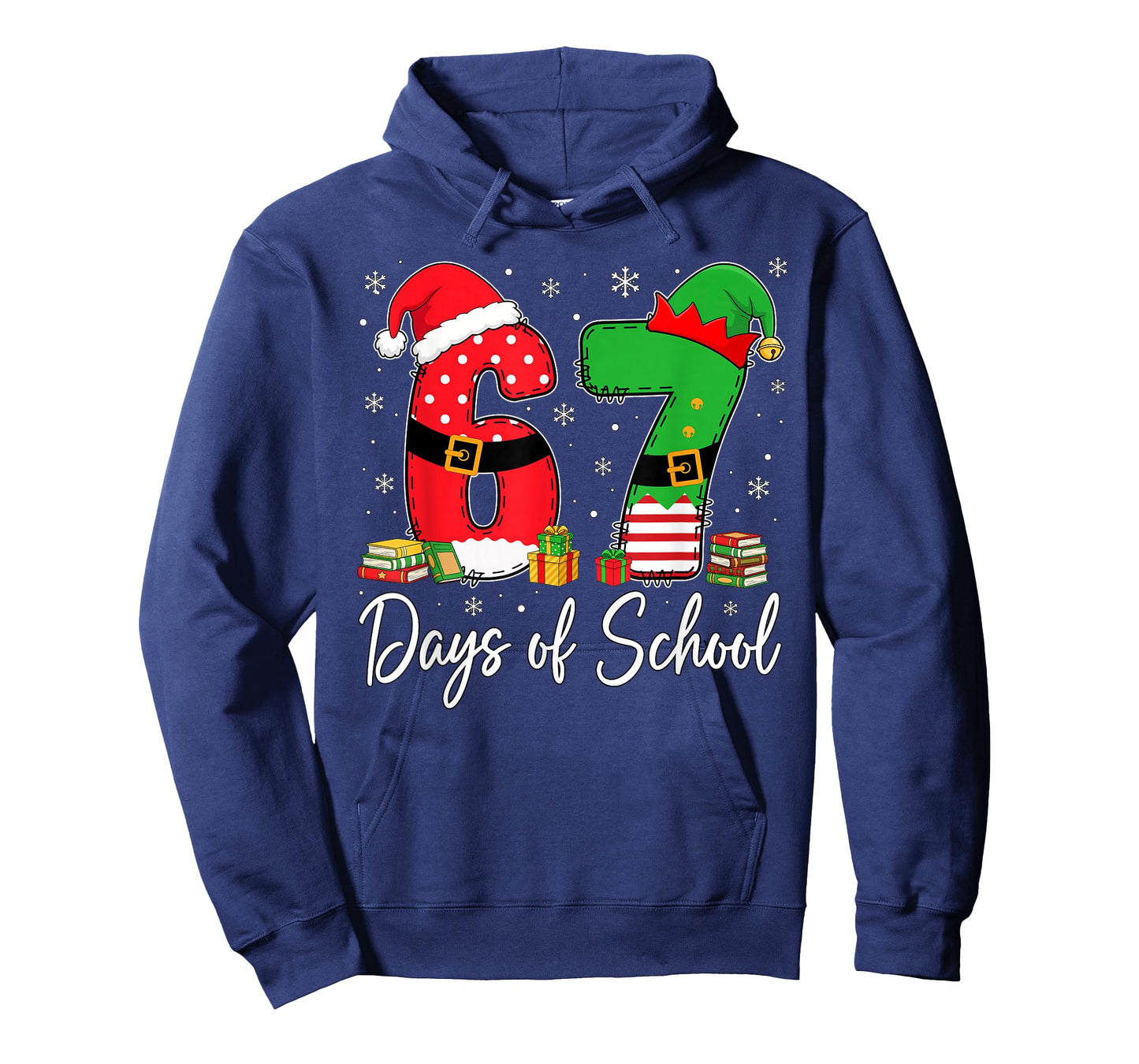 Happy 67 Days of School Six Seven 67 Christmas Santa Elf Kid T-Shirt