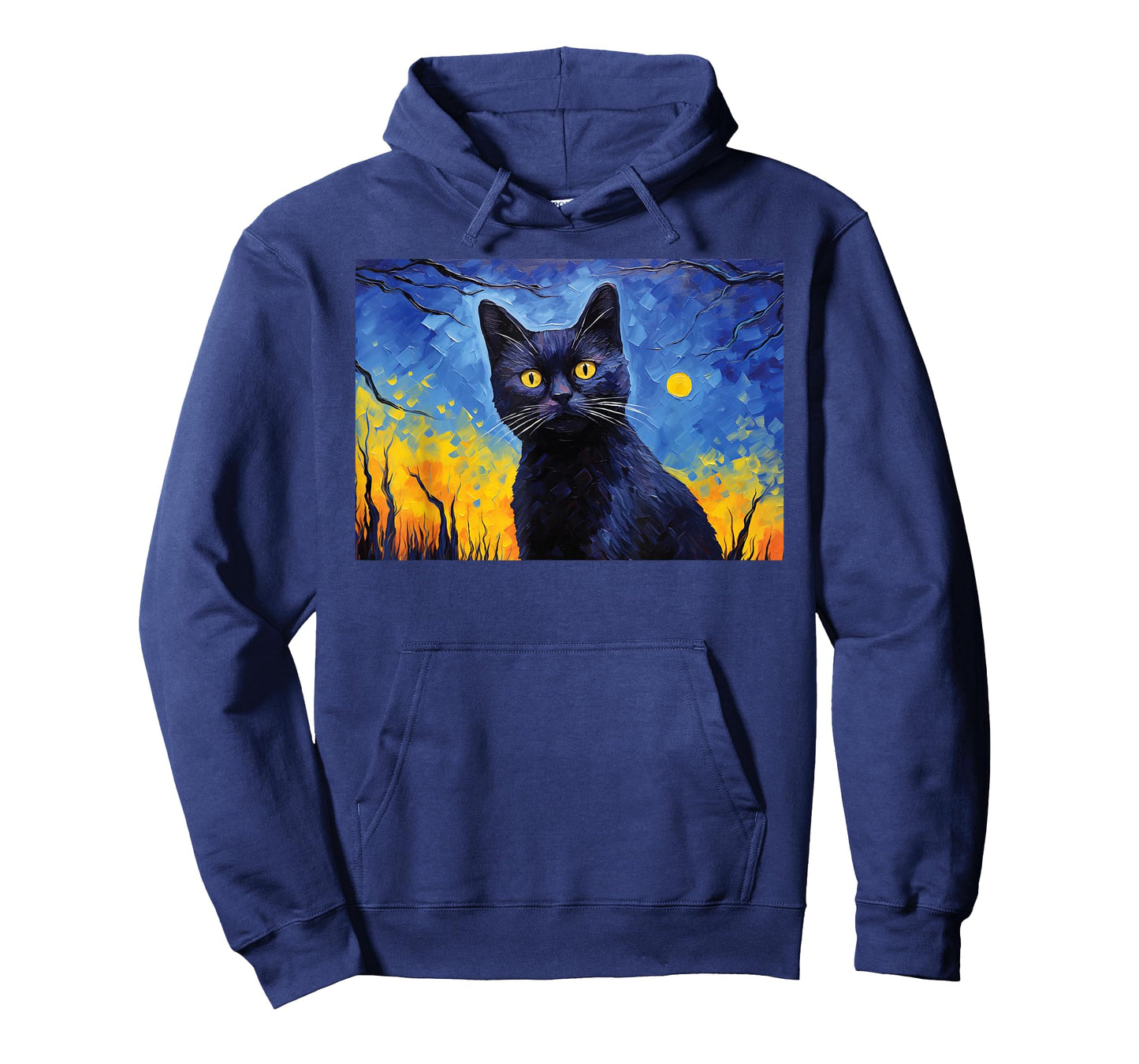 black cat Painting art Starry Night kitty kitten Van Gogh Men Women Kids T-Shirt