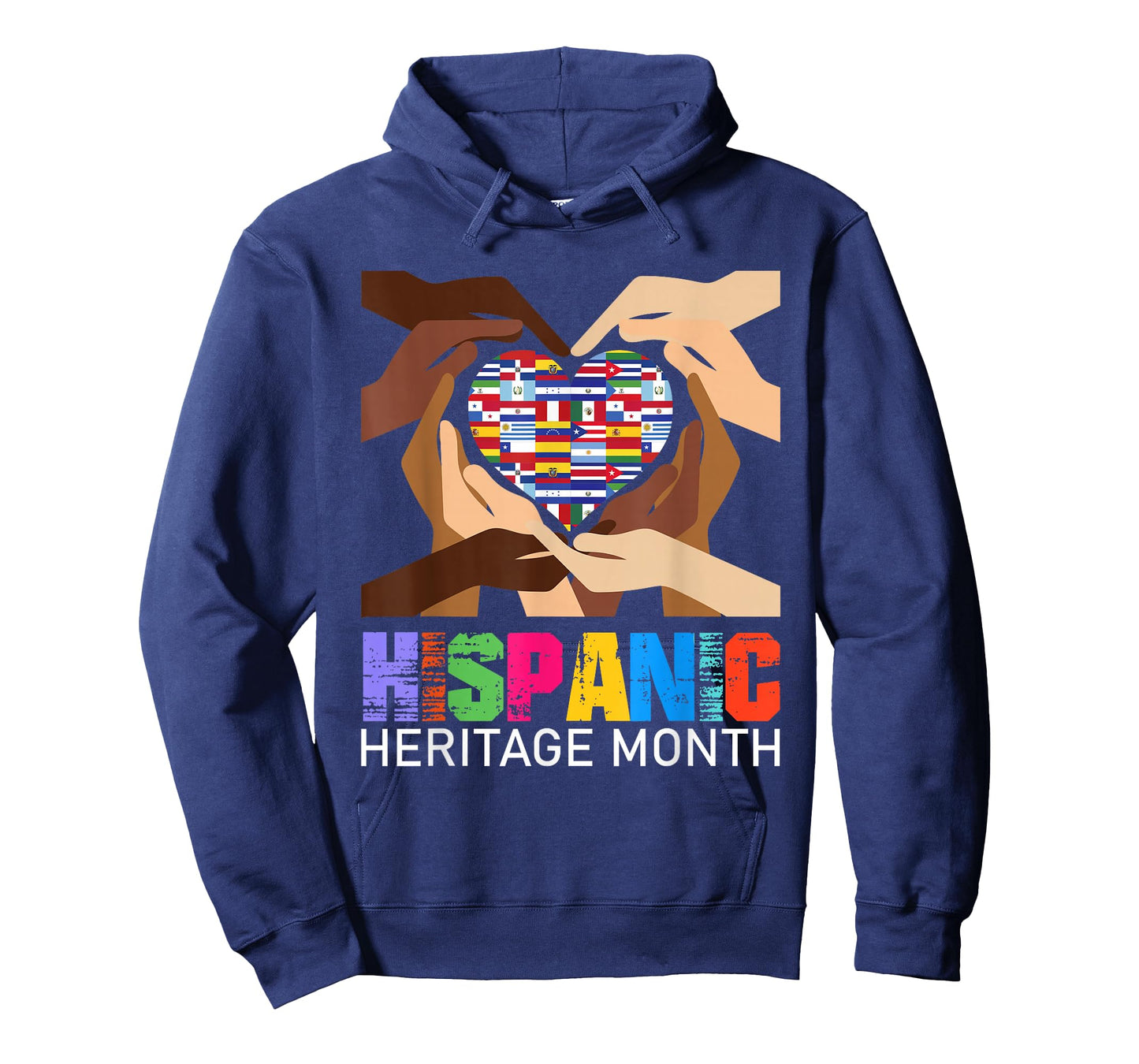 Hispanic Heritage Month Hands Heart Latino Countries Flags T-Shirt