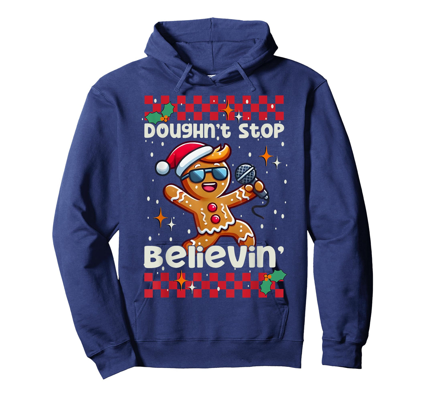 Gingerbread Man Doughn't Stop Believin Cute Christmas Cookie T-Shirt