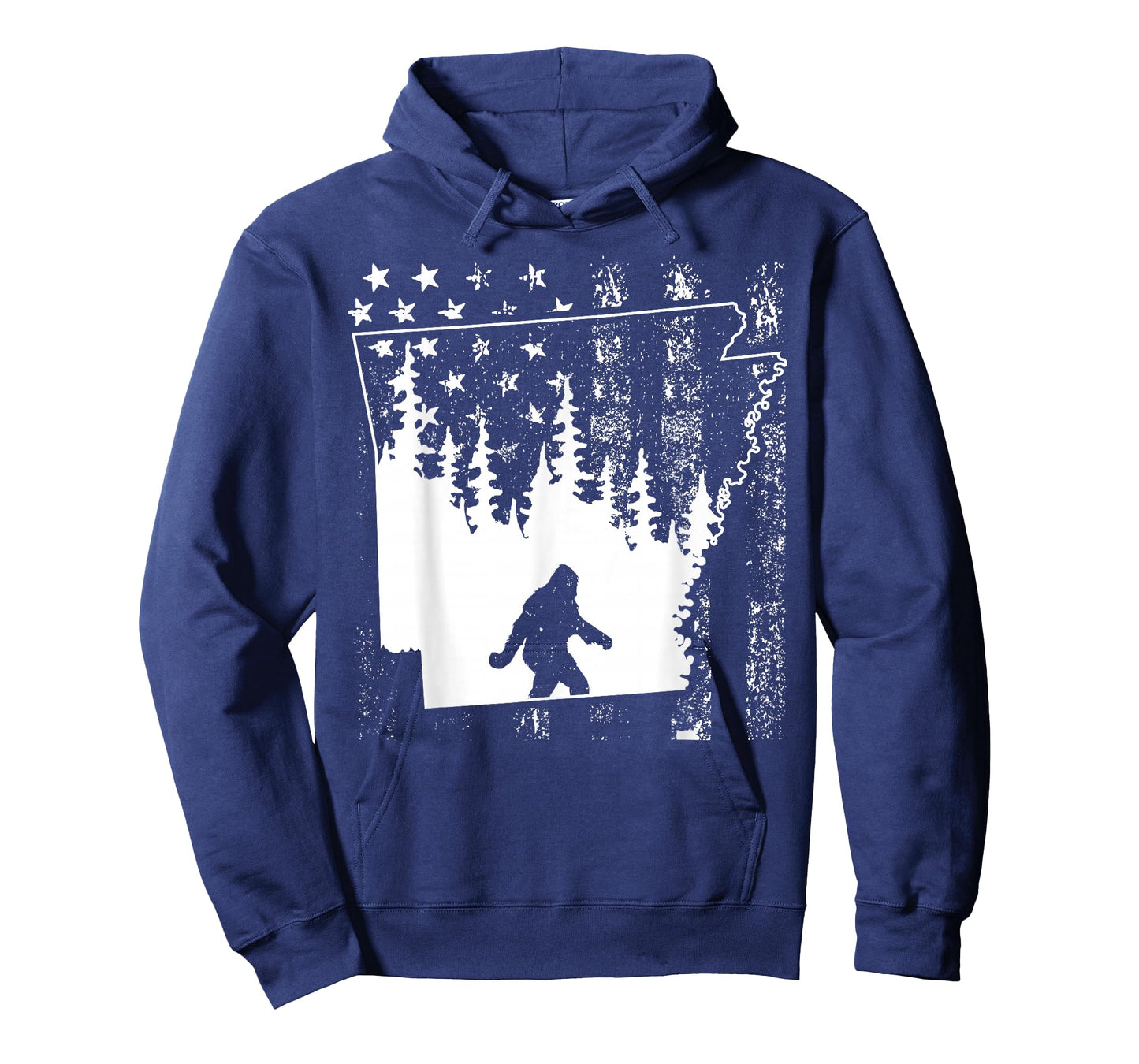Arkansas Bigfoot Gift Sasquatch American Flag Silhouette Usa T-Shirt
