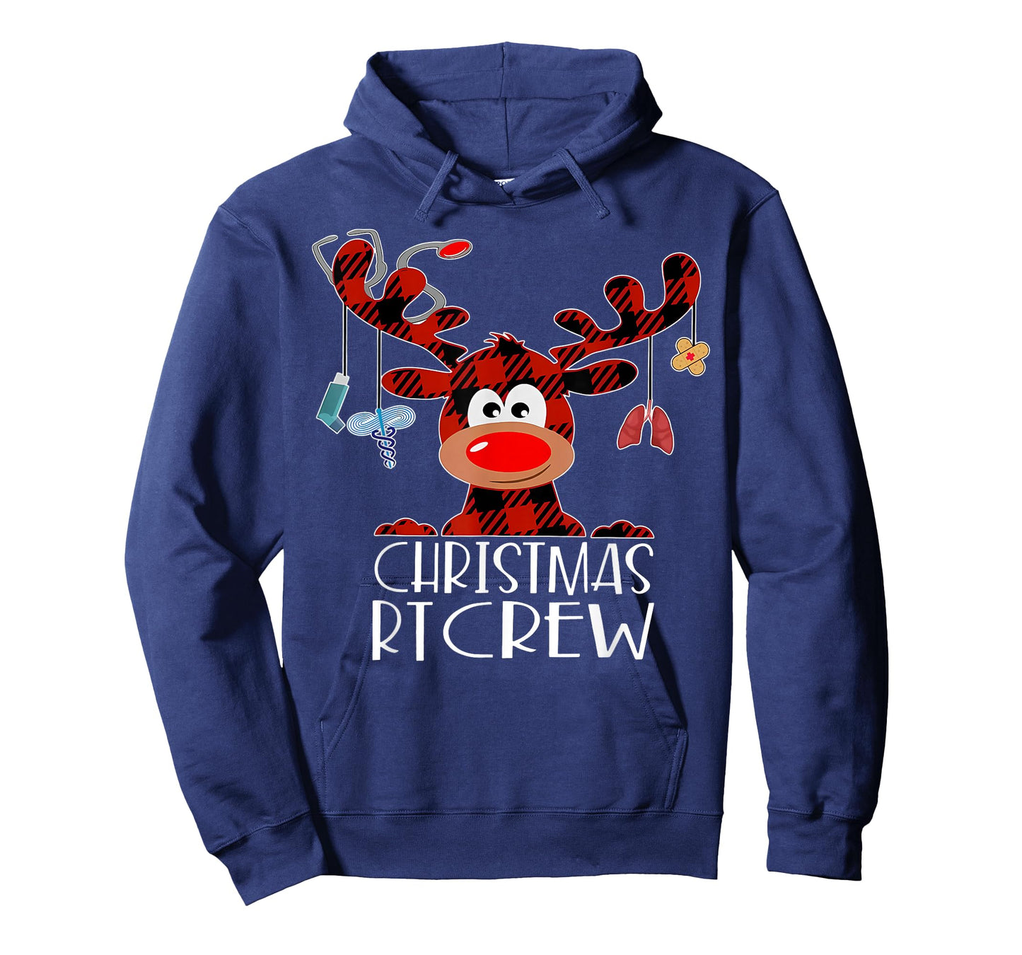 Buffalo Plaid Deer Christmas RT Crew Respiratory Therapist T-Shirt