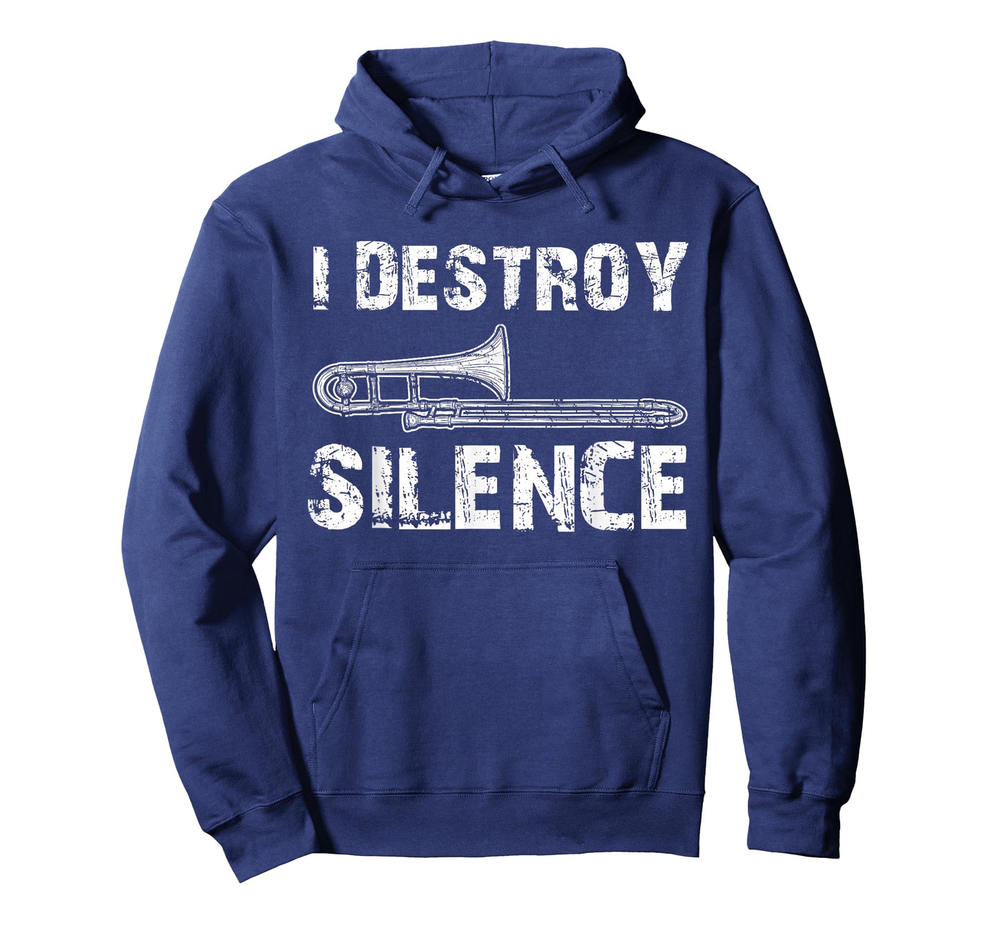 Music Lover Gifts I Destroy Silence Funny Trombone Marching Band Black Cotton Polyester Blend T-Shirt
