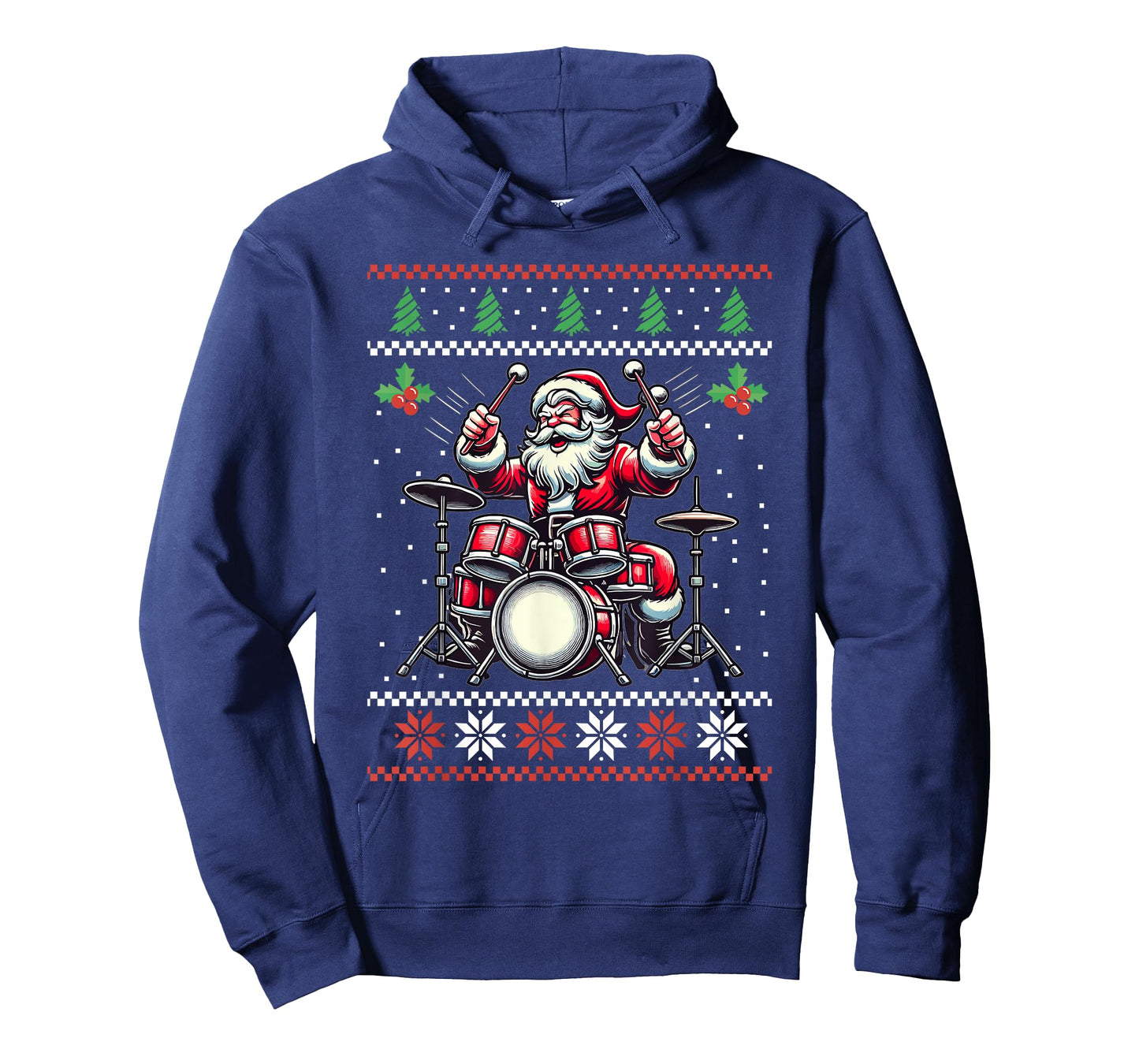 Drummer Santa Playing Drums Ugly Christmas Sweater Xmas T-Shirt