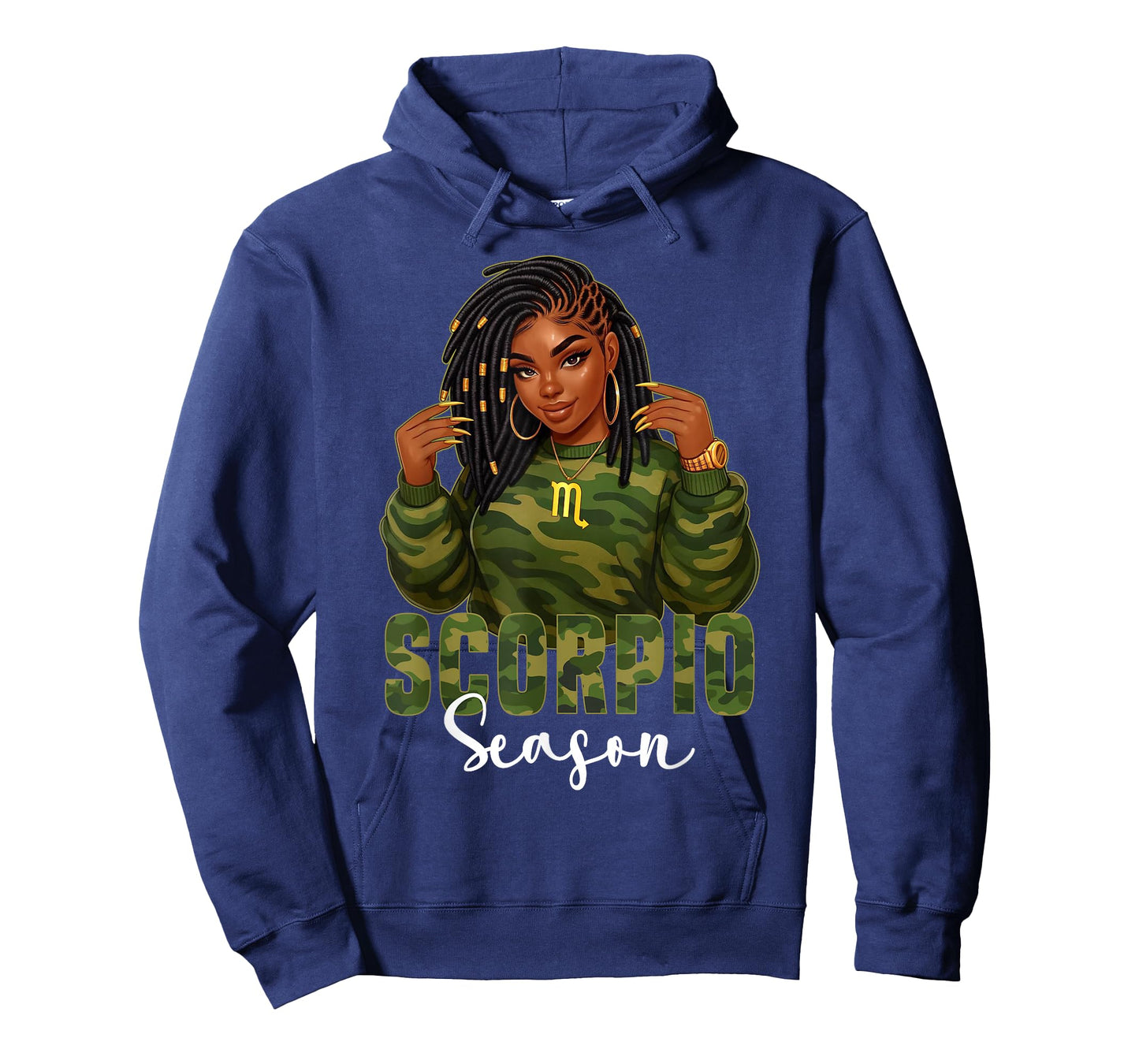 Scorpio Season Loc'd Black Woman Camo Zodiac Sign T-Shirt