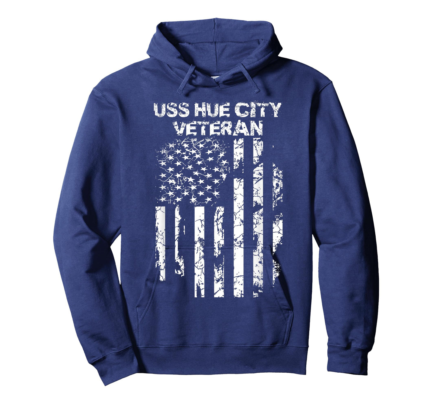 USS Hue City Military Veteran Distressed USA Flag T-Shirt