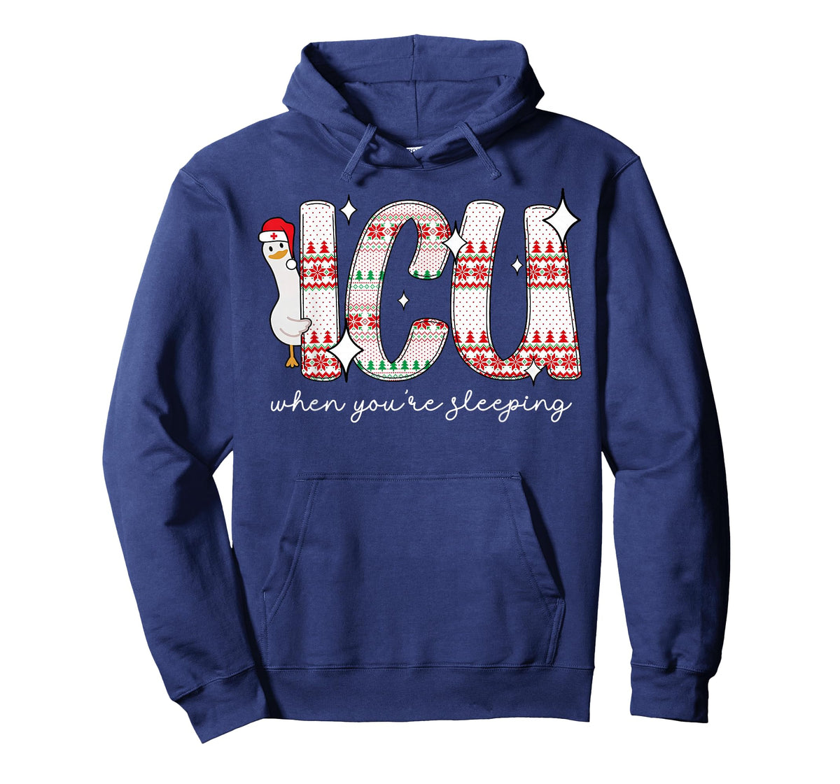 ICU When You're Sleep Silly Goose Santa Christmas RN Nurse T-Shirt