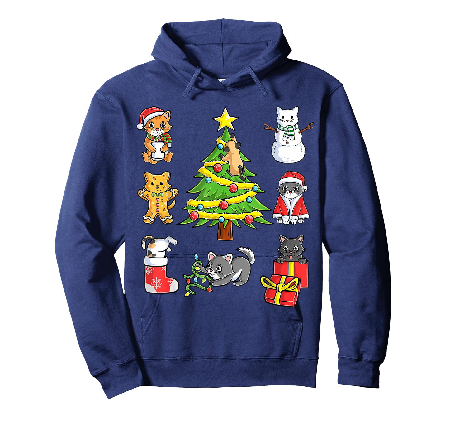 Cats Christmas Tree Funny Xmas Holiday Santa Cat Boys Girls T-Shirt