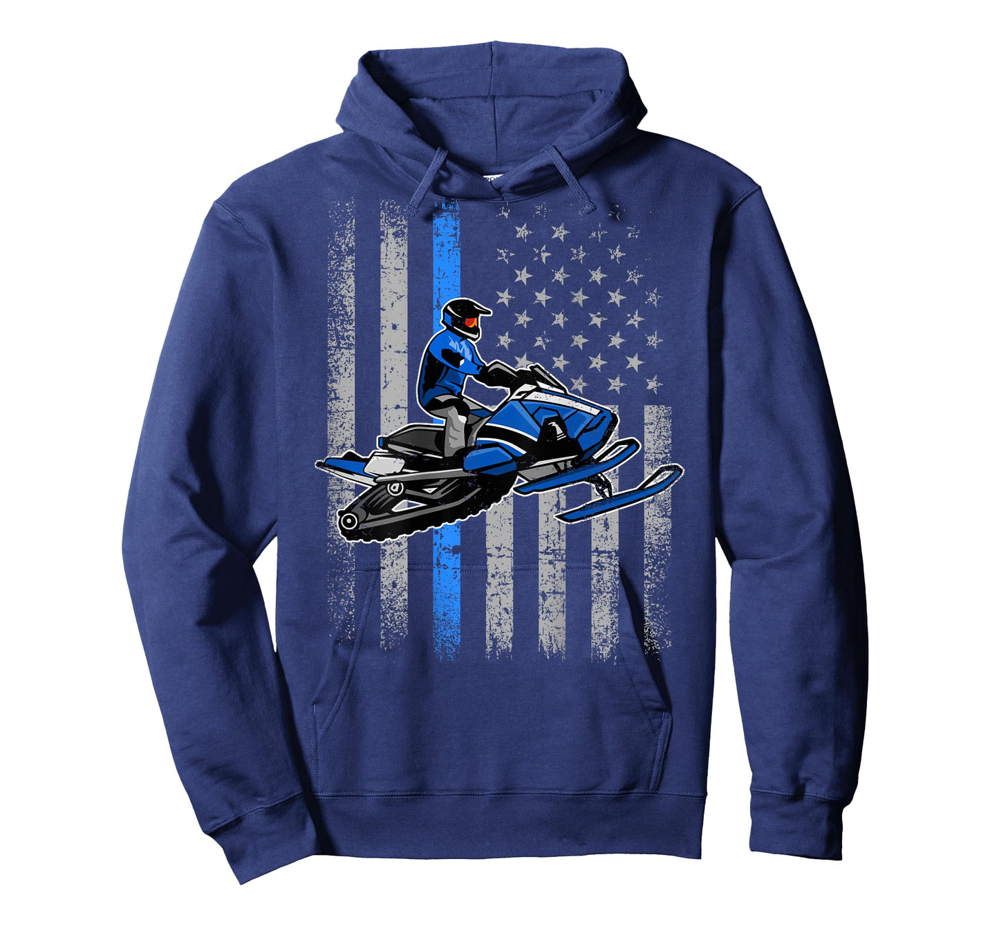 Snowmobile Riding Winter Snow USA American Flag Vintage T-Shirt