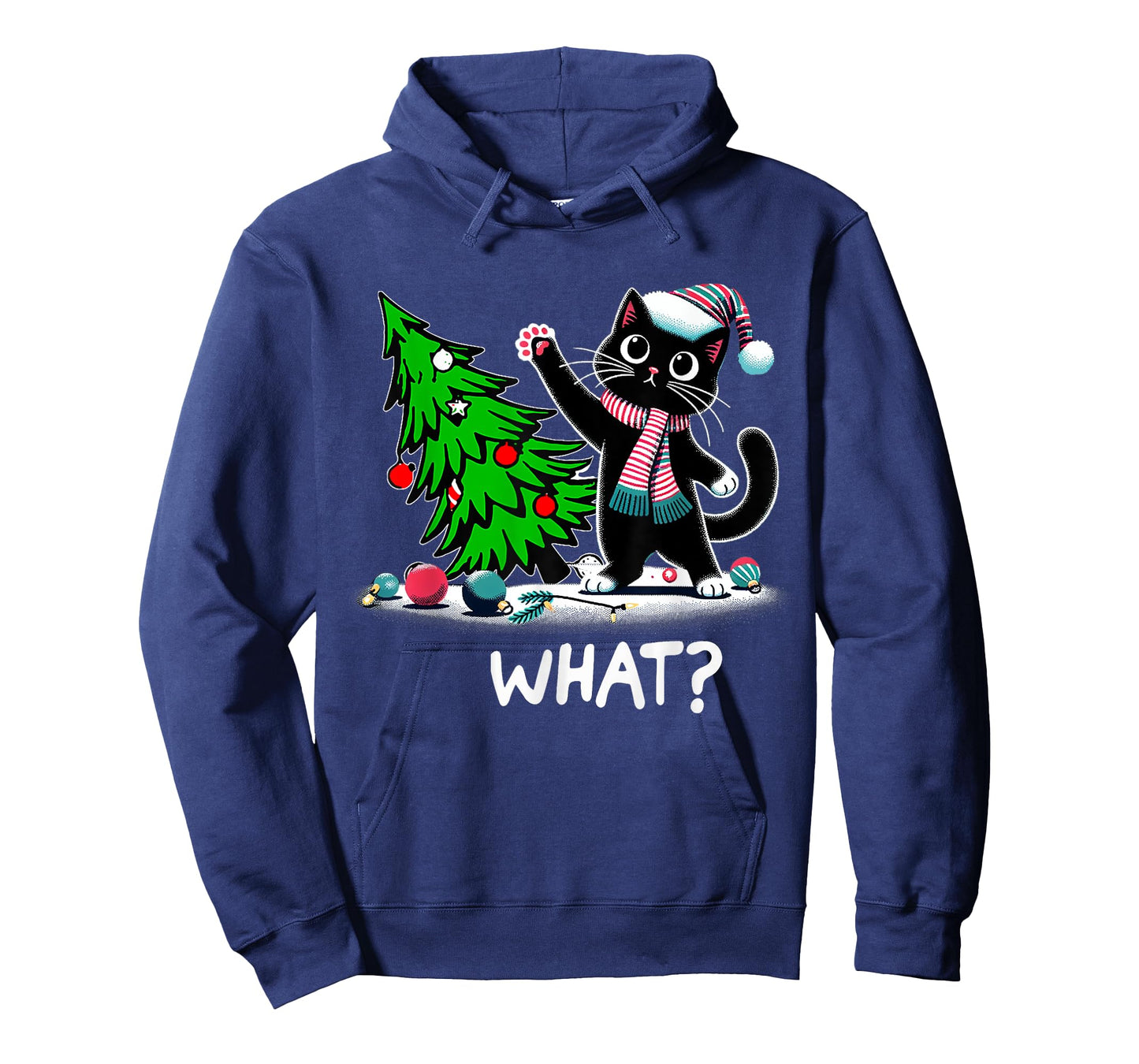 Black Cats Lovers Funny Black Cat Christmas Tree Lights What Men Women Kids T-Shirt