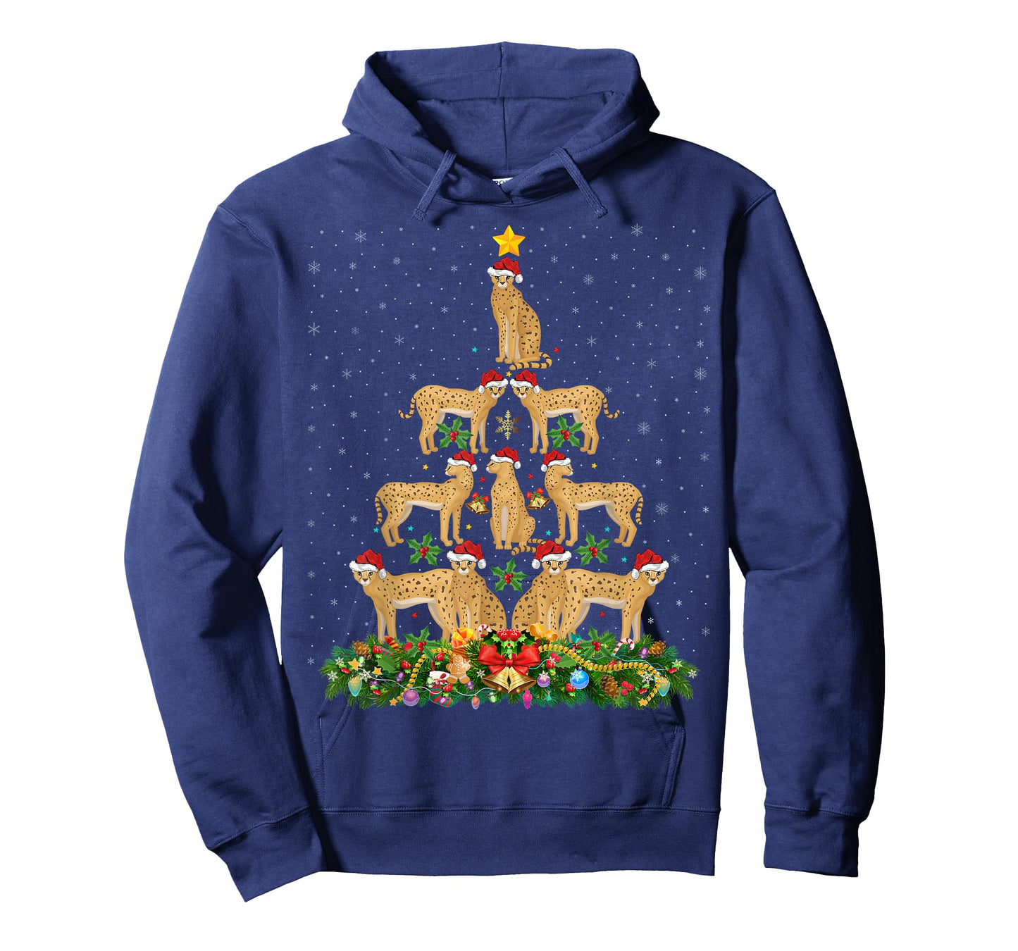 Serval Cat Xmas Tree Gift Santa Hat Serval Christmas Men Women Kids T-Shirt
