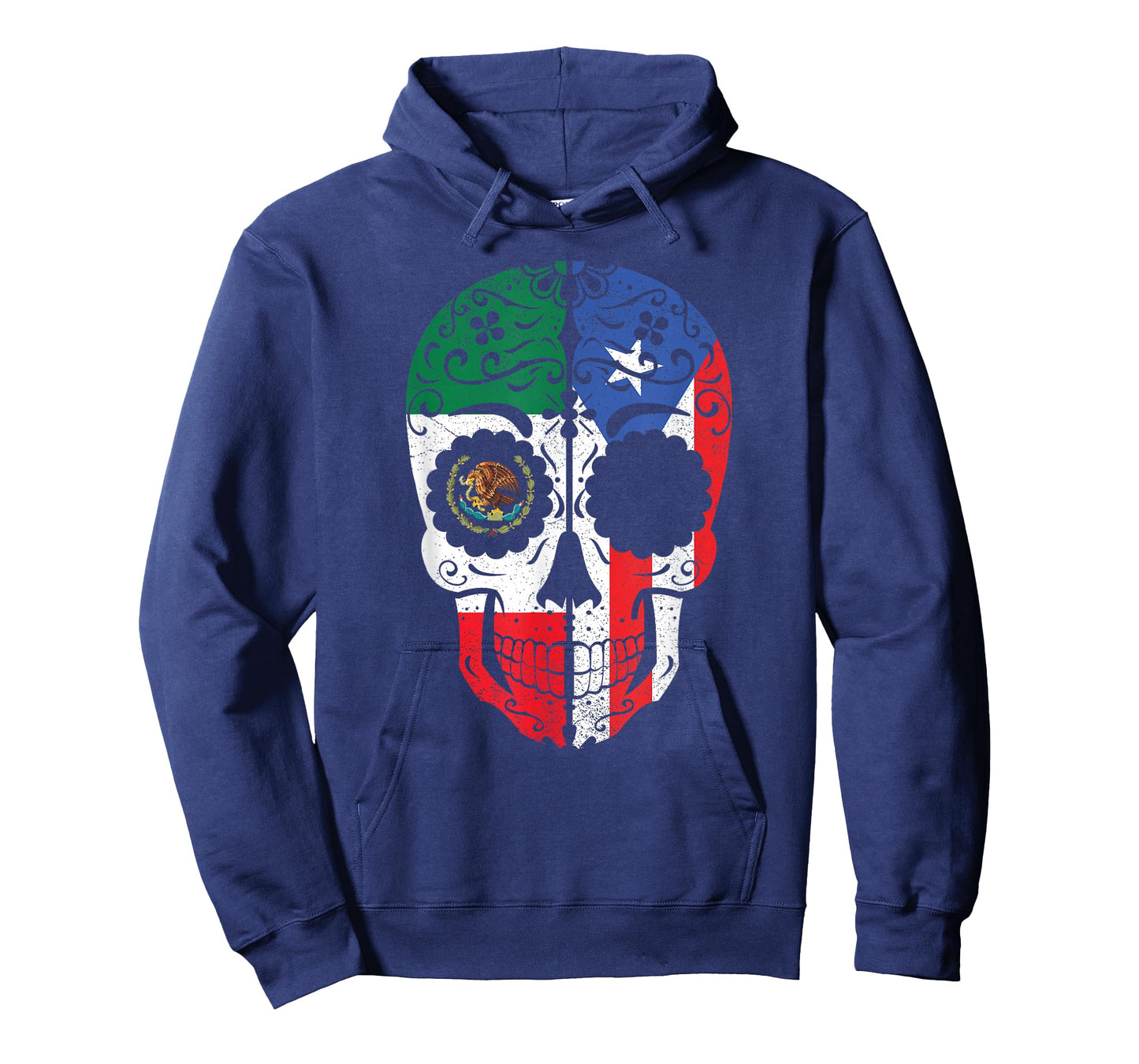 Mexican Puerto Rican Flag Mexico Puerto Rico Sugar Skull T-Shirt