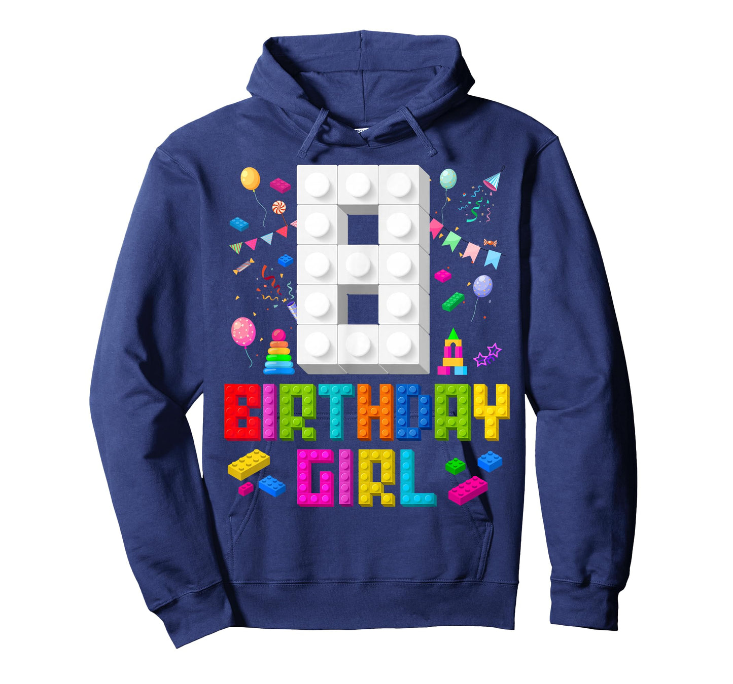 8th Birthday Girl Master Builder 8 Years Old Building Block T-Shirt