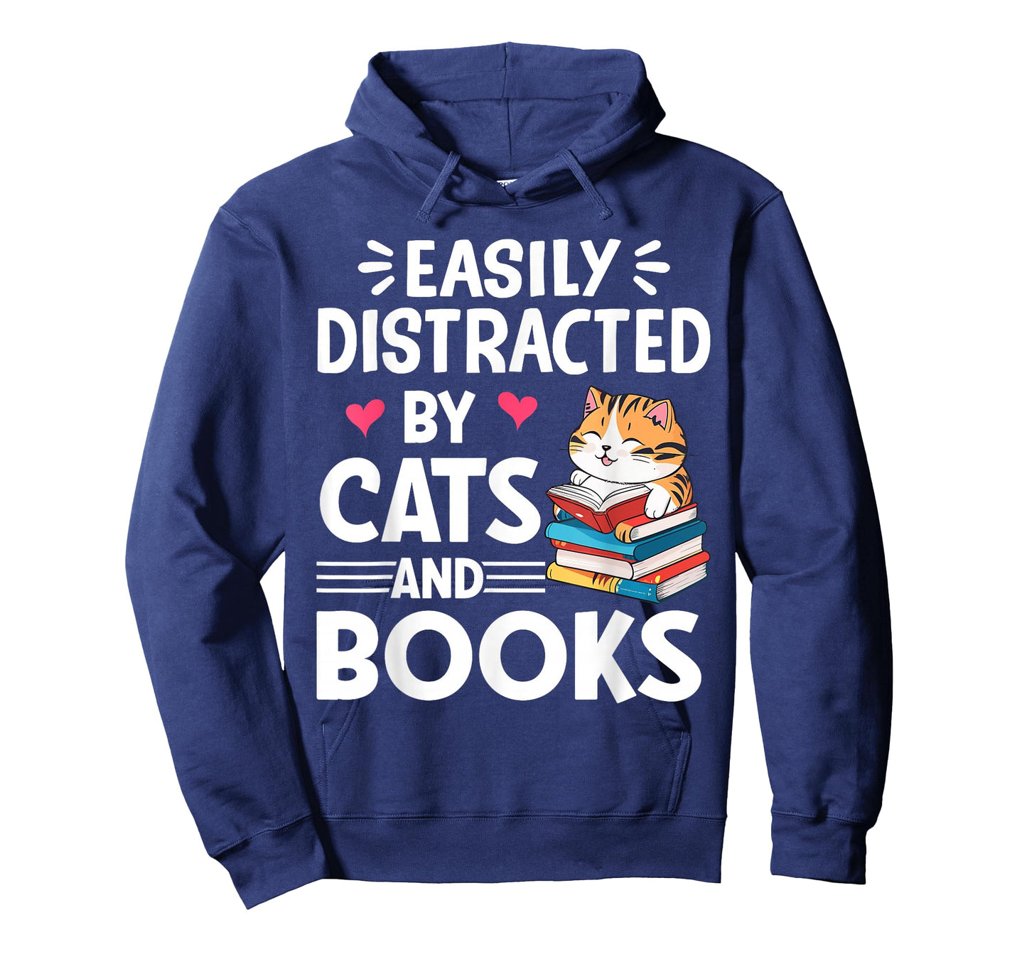 Easily Distracted by Cats and Books Cute Cat And Book Lovers T-Shirt
