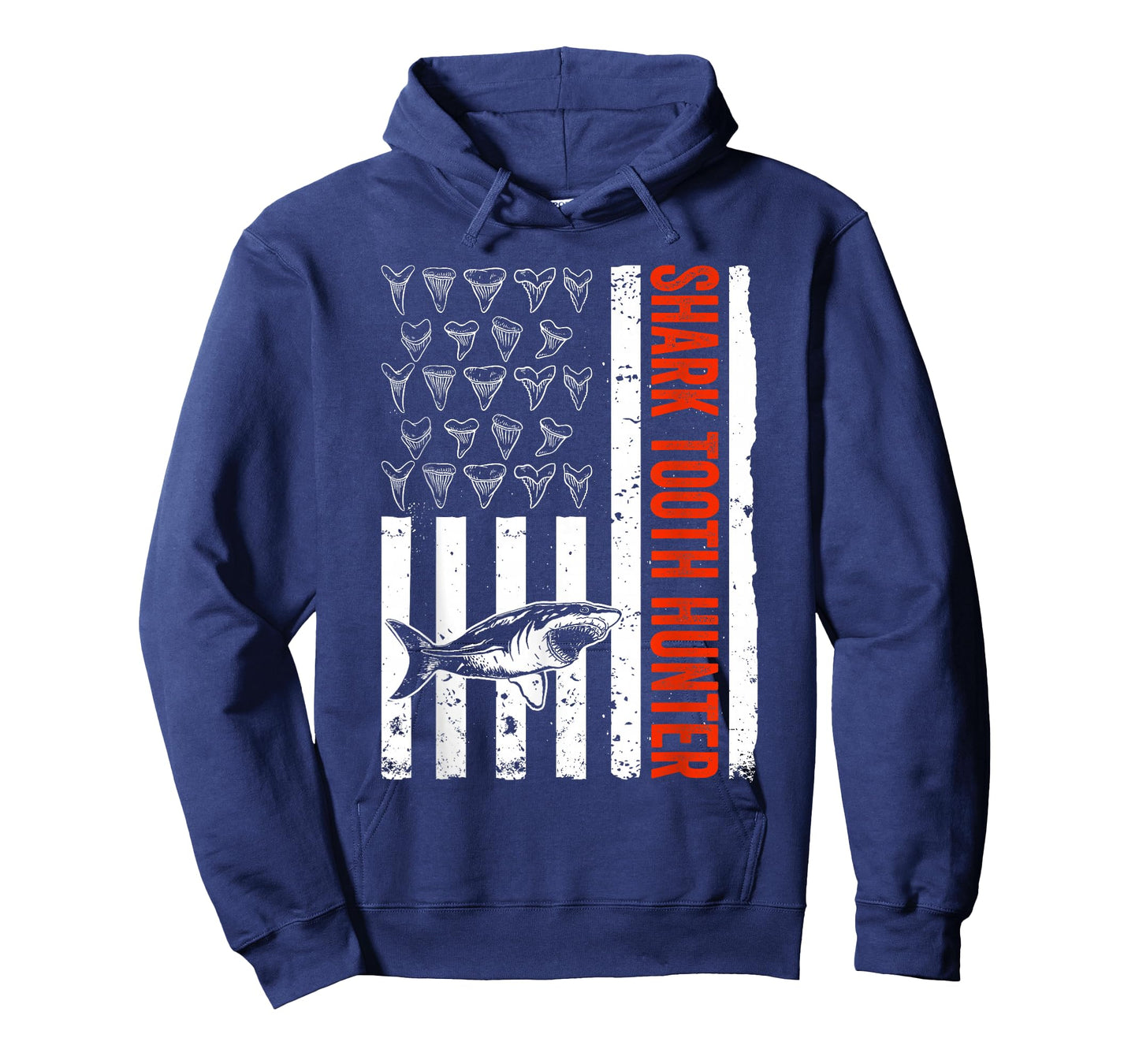 Shark Teeth Collecting US Flag Shark Tooth Hunter T-Shirt
