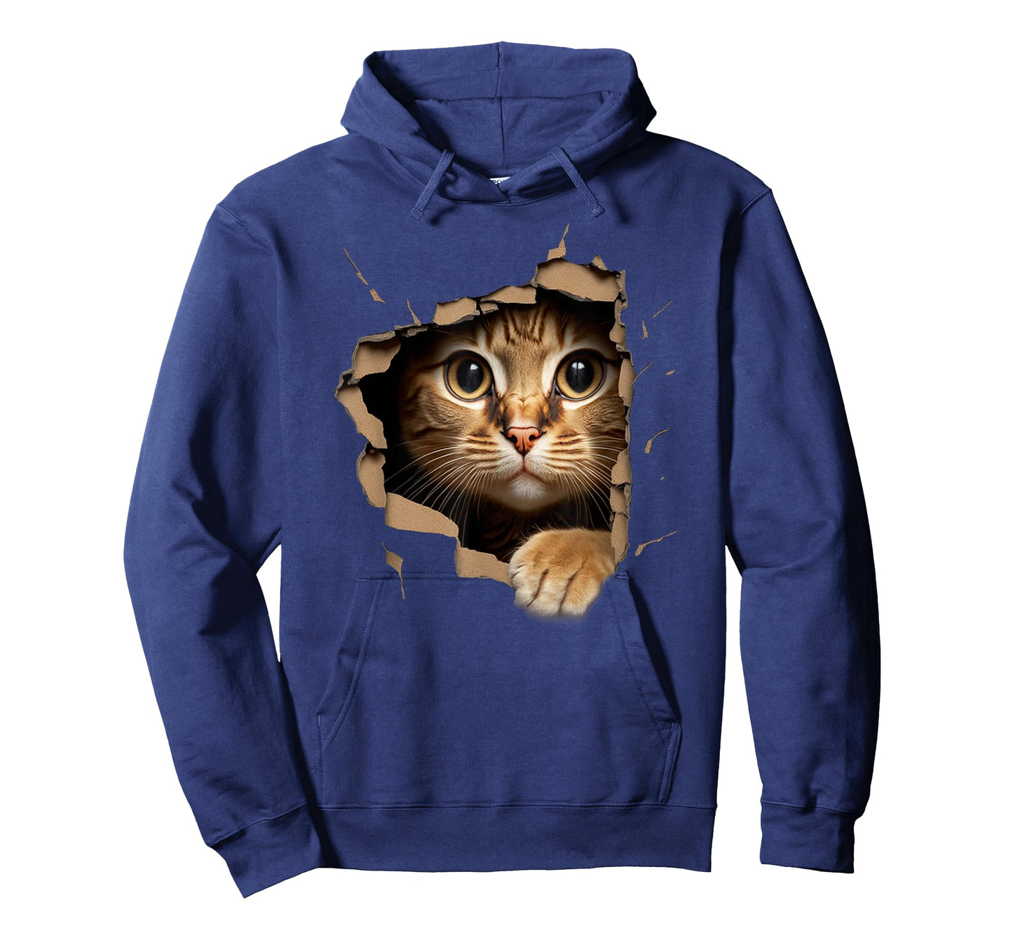 Cute Kitten Looks from Torn Fabric - Cats T-Shirt Small