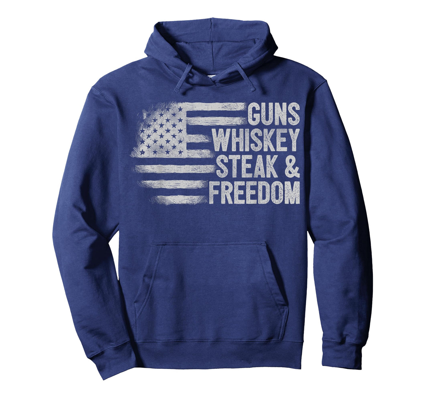Gun Whiskey Steak & Freedom USA American Flag 2nd Amendment T-Shirt