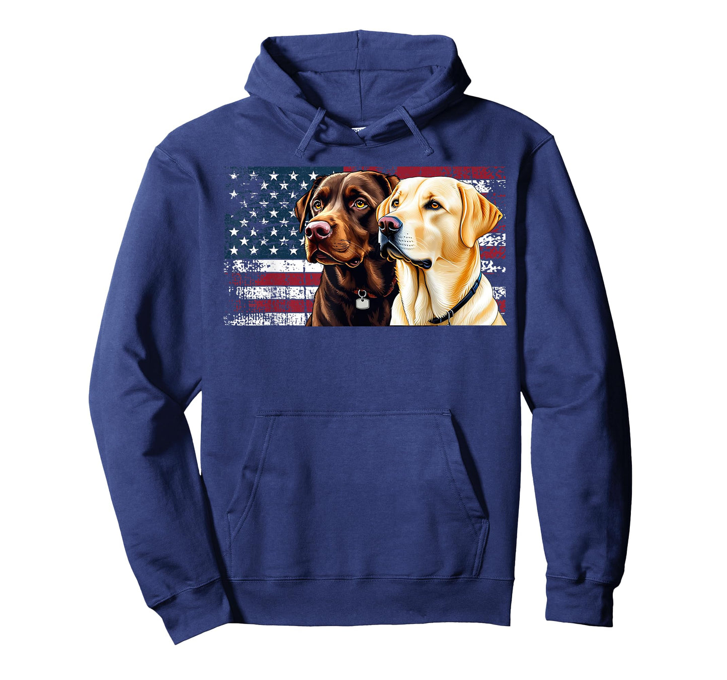 Yellow and Chocolate Labrador Owner Dog USA FLag T-Shirt for Men Women Kids