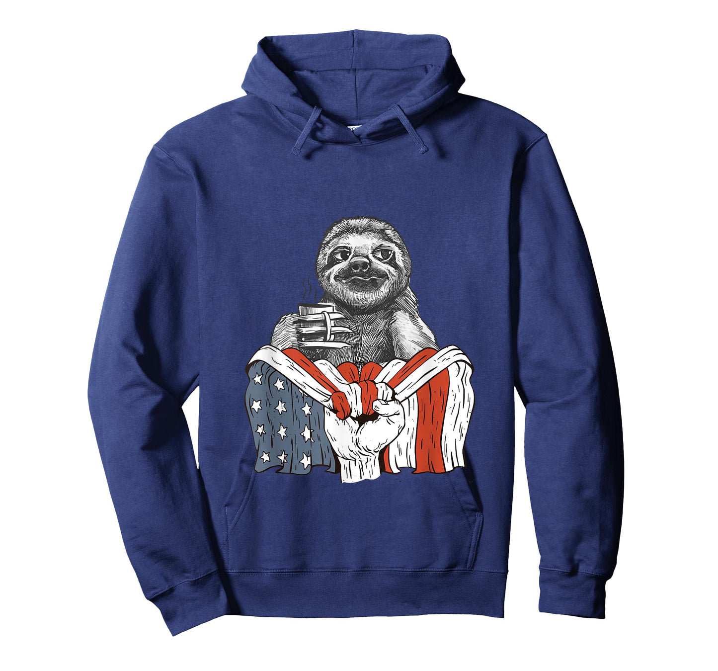 Sloth and Coffee with American Flag T-Shirt for Women Men