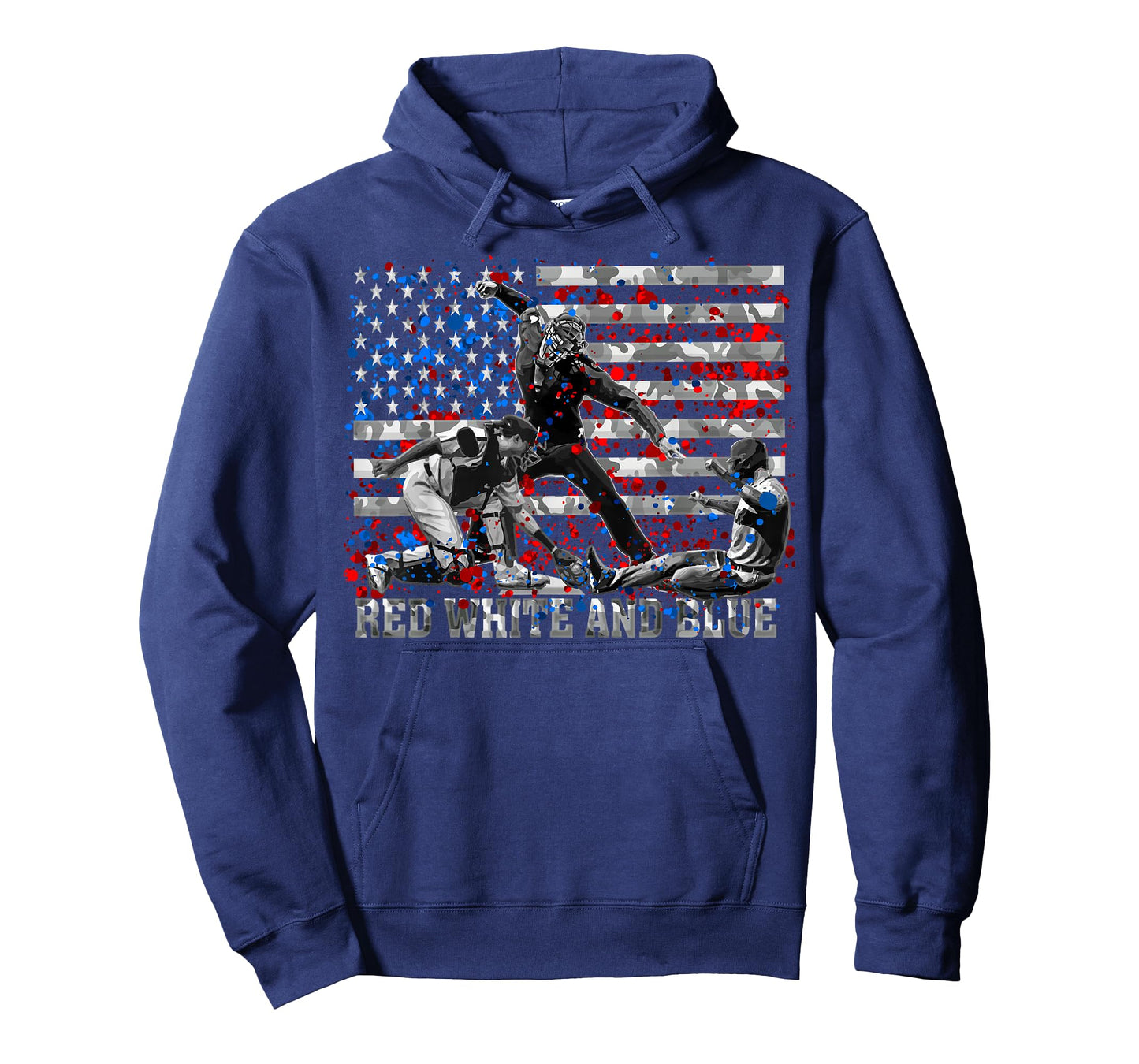 Mens American Flag Patriotic Funny Baseball Umpire Blue Gift T-Shirt