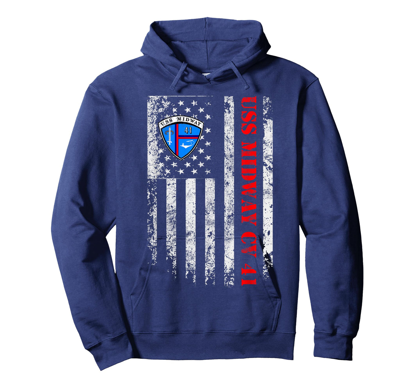 USS Midway CV 41 Aircraft Carrier Veteran USA Flag Vintage T-Shirt
