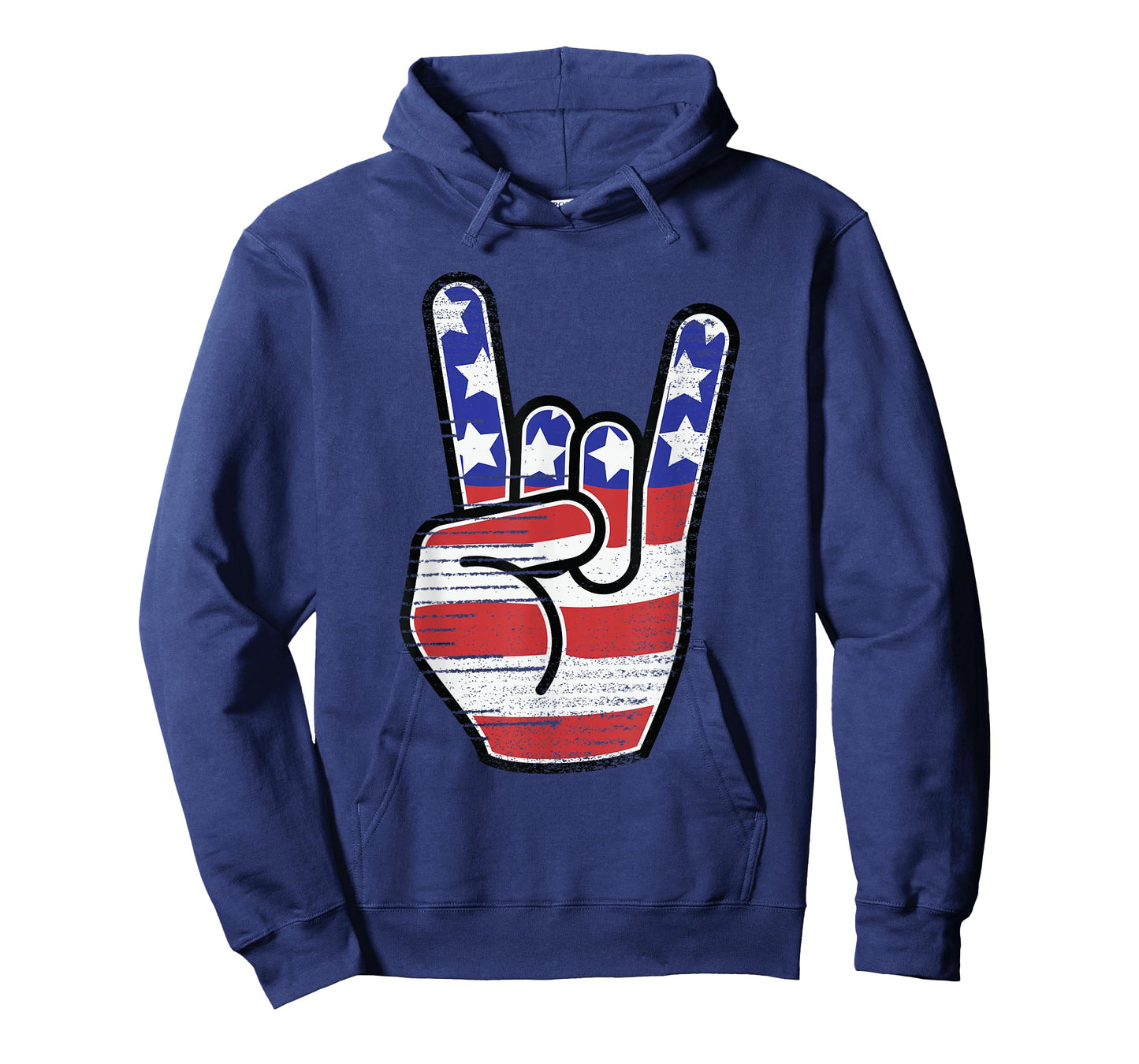Rock n Roll Shirt USA Flag Horns Sign Retro Concert Band T-Shirt