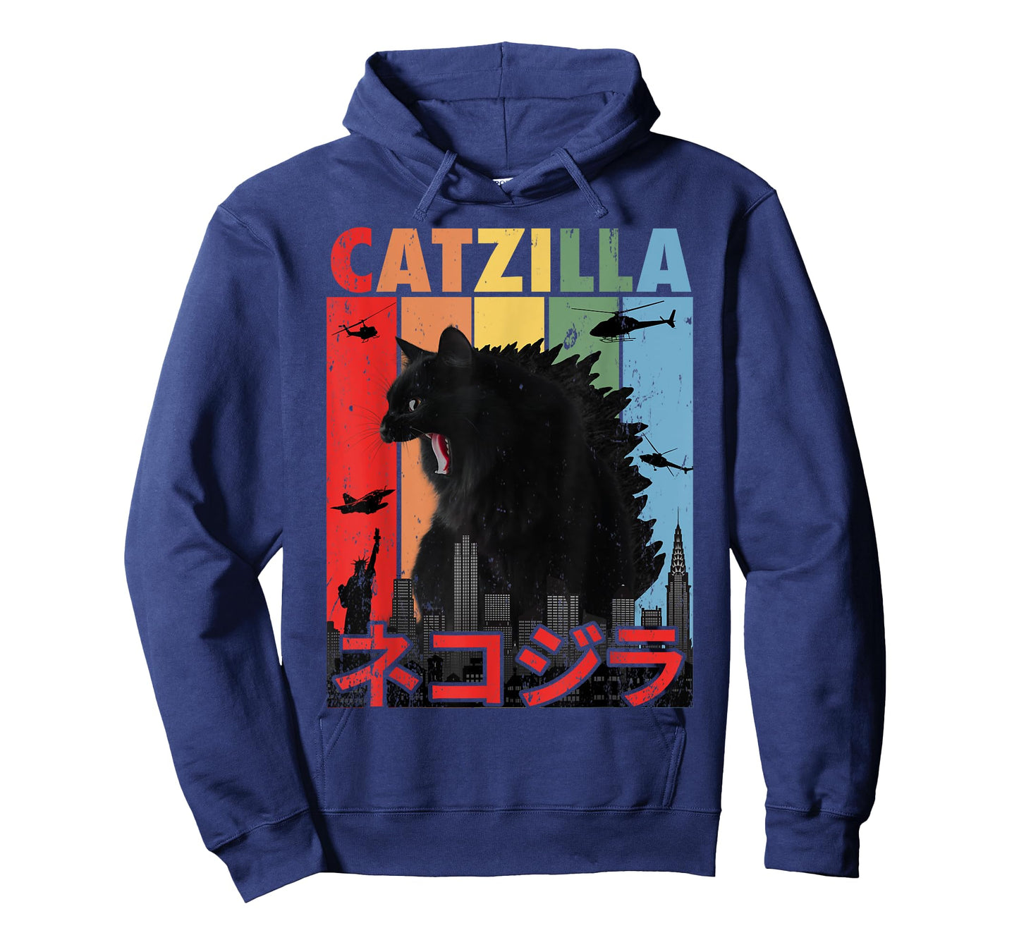 Vintage Catzilla Japanese Funny Cat Gifts For Men Women Kid T-Shirt