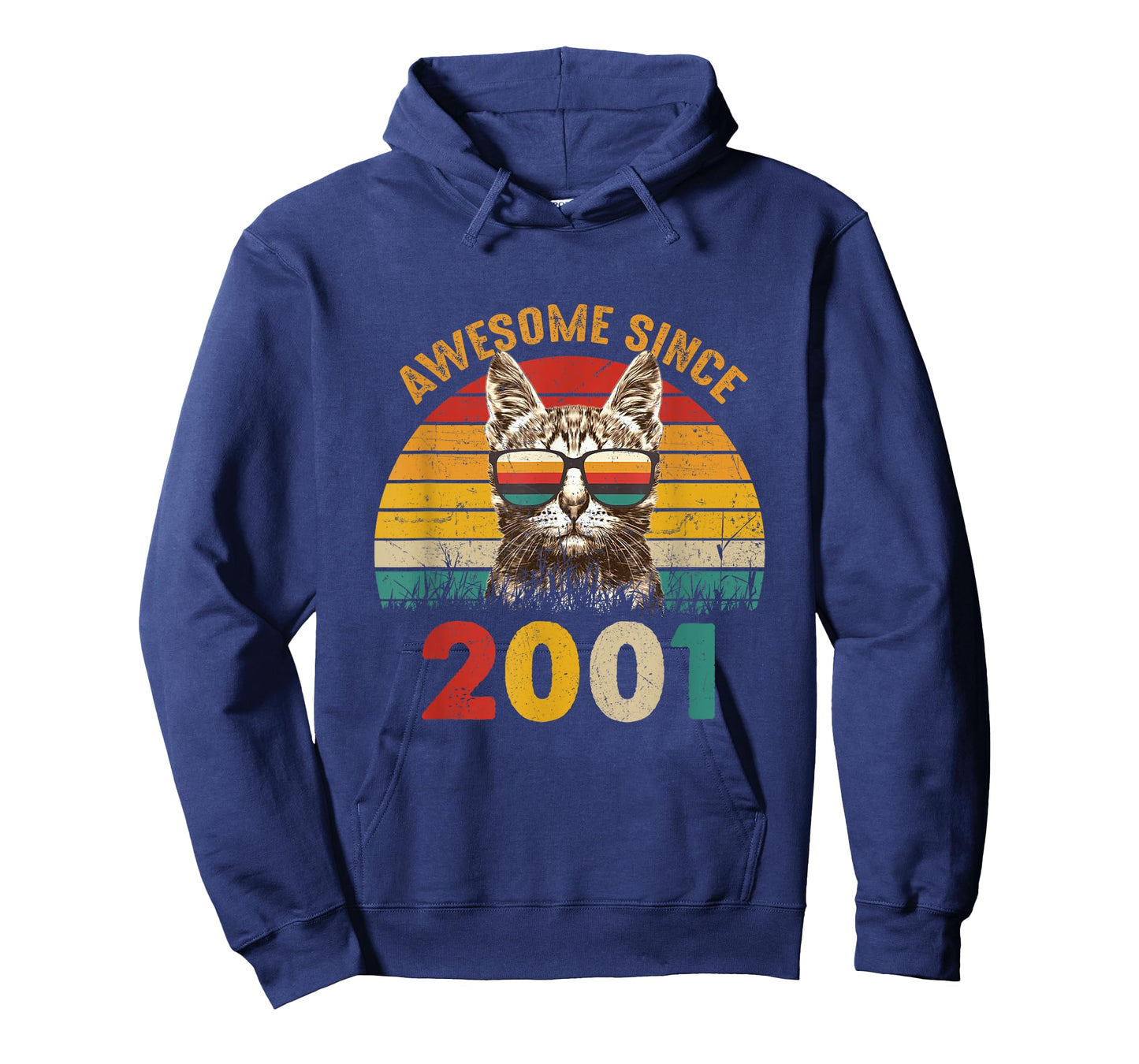 24th Birthday Vintage Cat Lover Gift Awesome Since 2001 T-Shirt for Men Women