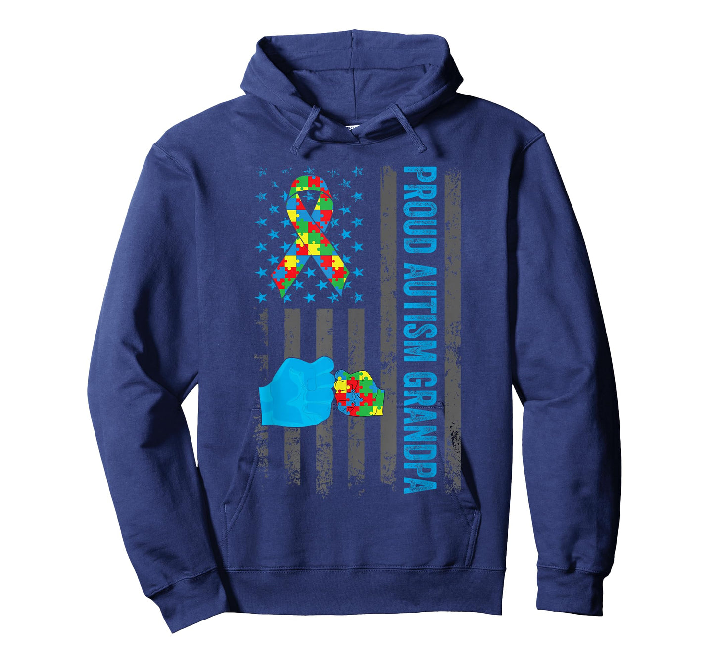 Proud Autism Grandpa American Flag Autism Awareness Grandpa T-Shirt