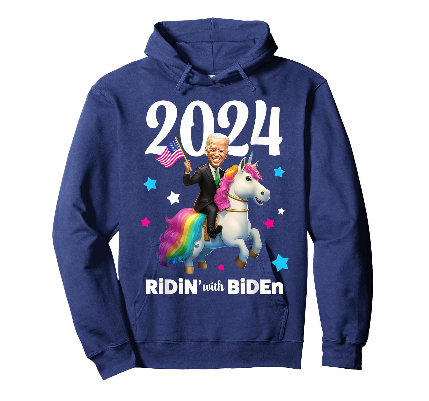 Ridin with Biden 2024 Joe Biden Riding Rainbow Unicorn T-Shirt