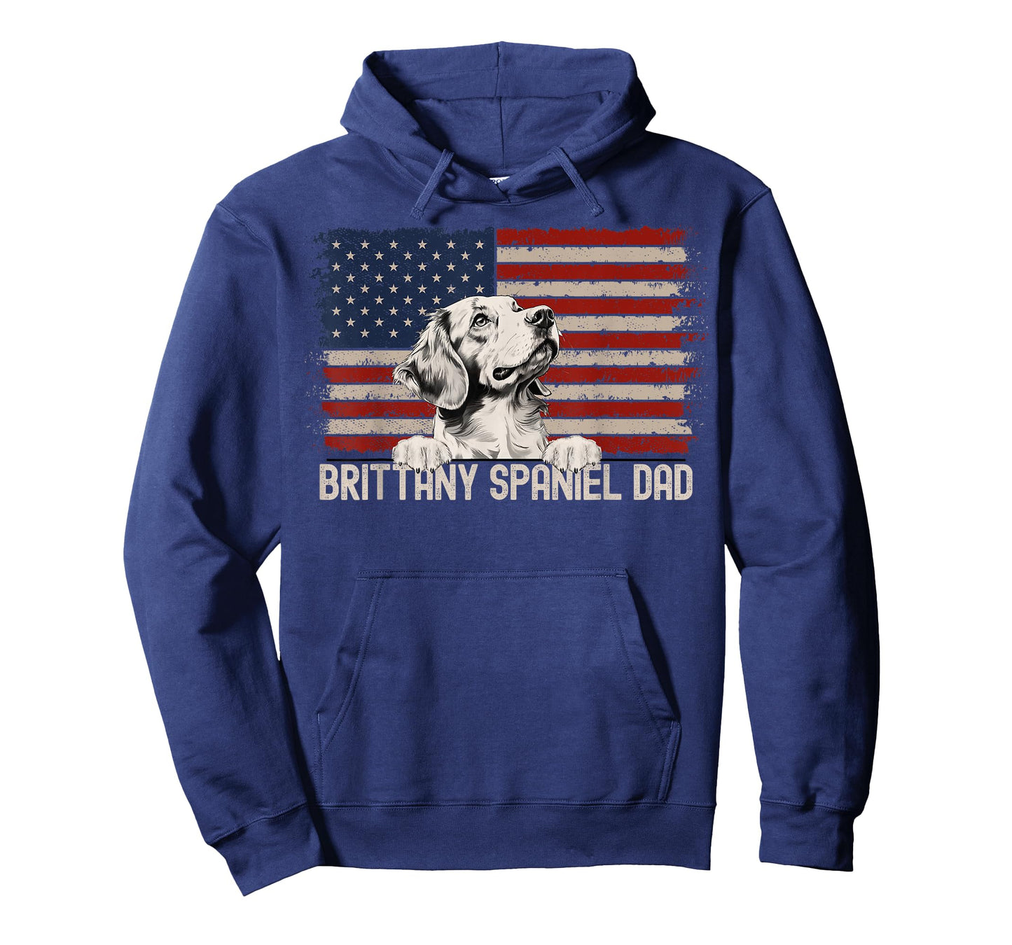 Best Dog Dad Ever American Flag - Brittany Spaniel Dad T-Shirt for Men