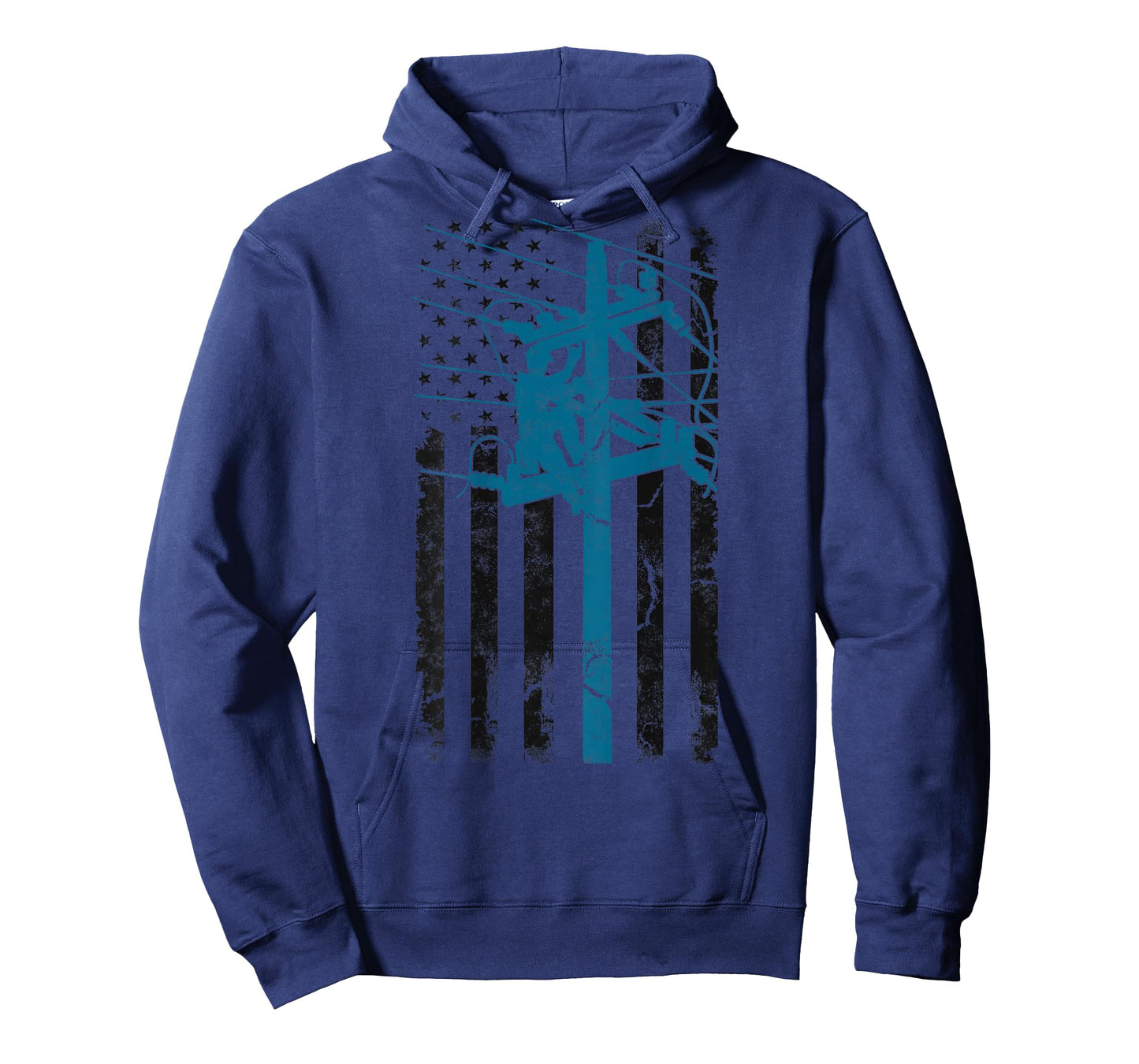 Distressed Patriotic Lineman American flag Electric Cable T-Shirt