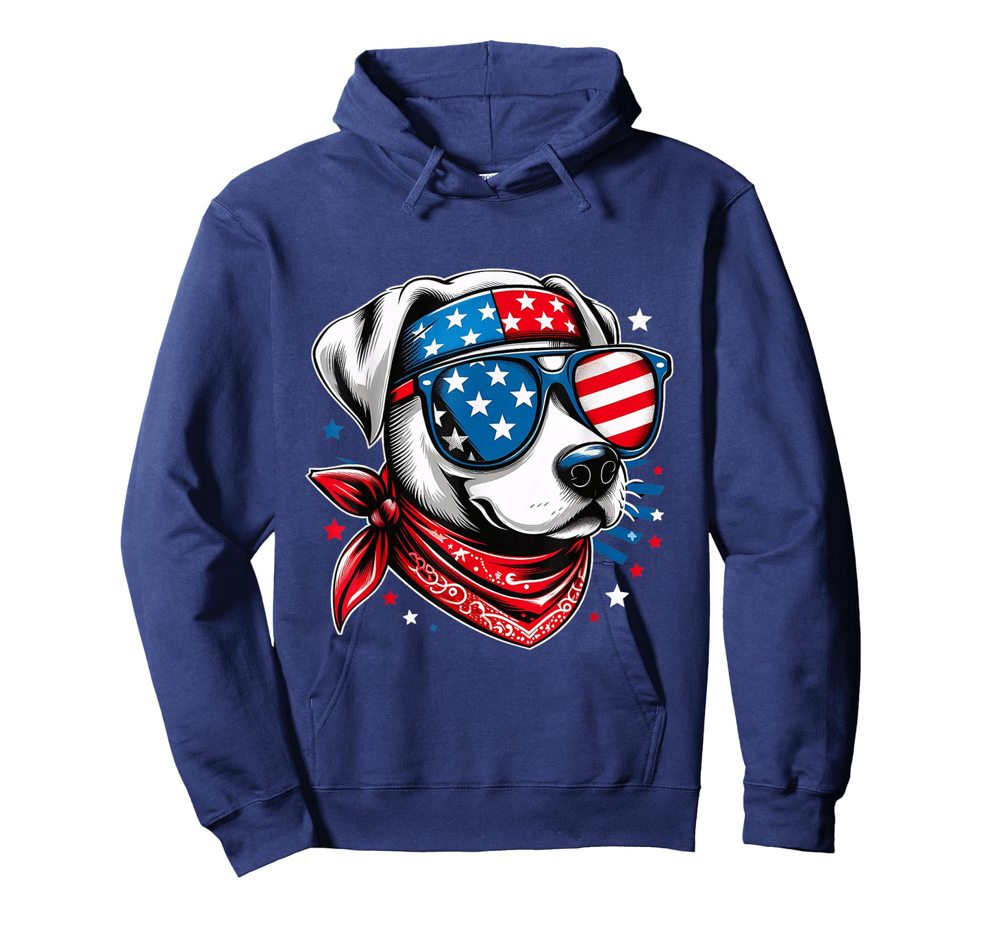 Patriotic Dog with American Flag Dog Sunglasses 4th of July T-Shirt