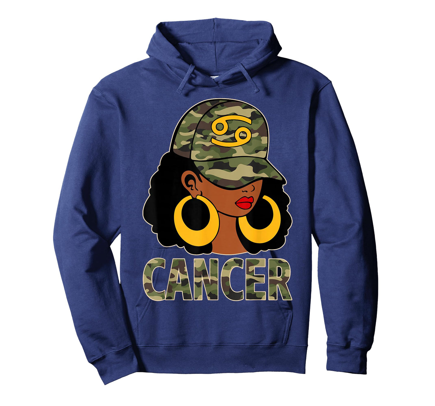 Cancer Queen Black Woman Cap Camoflauge Afro Girl Zodiac T-Shirt