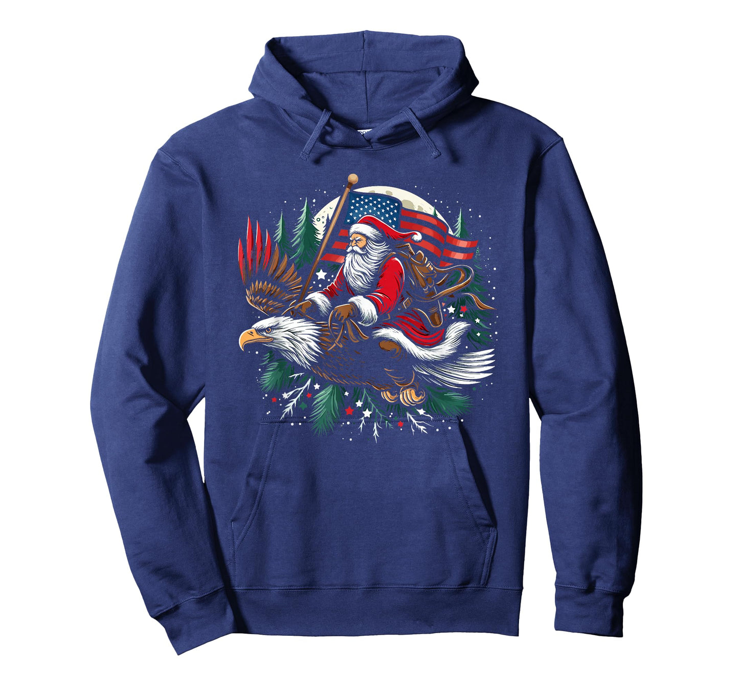 Santa Riding Eagle USA Flag Christmas T-Shirt