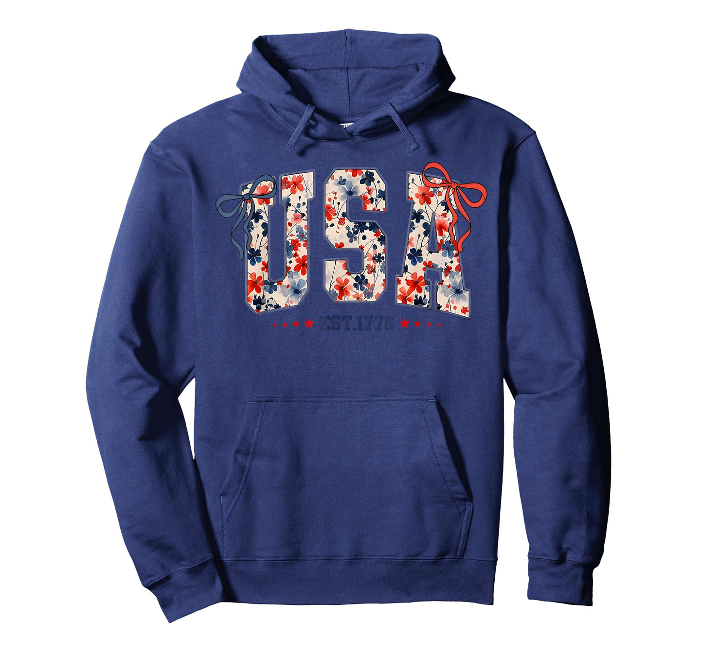 Floral USA Coquette Bow Patriotic 4th of July American Flag T-Shirt