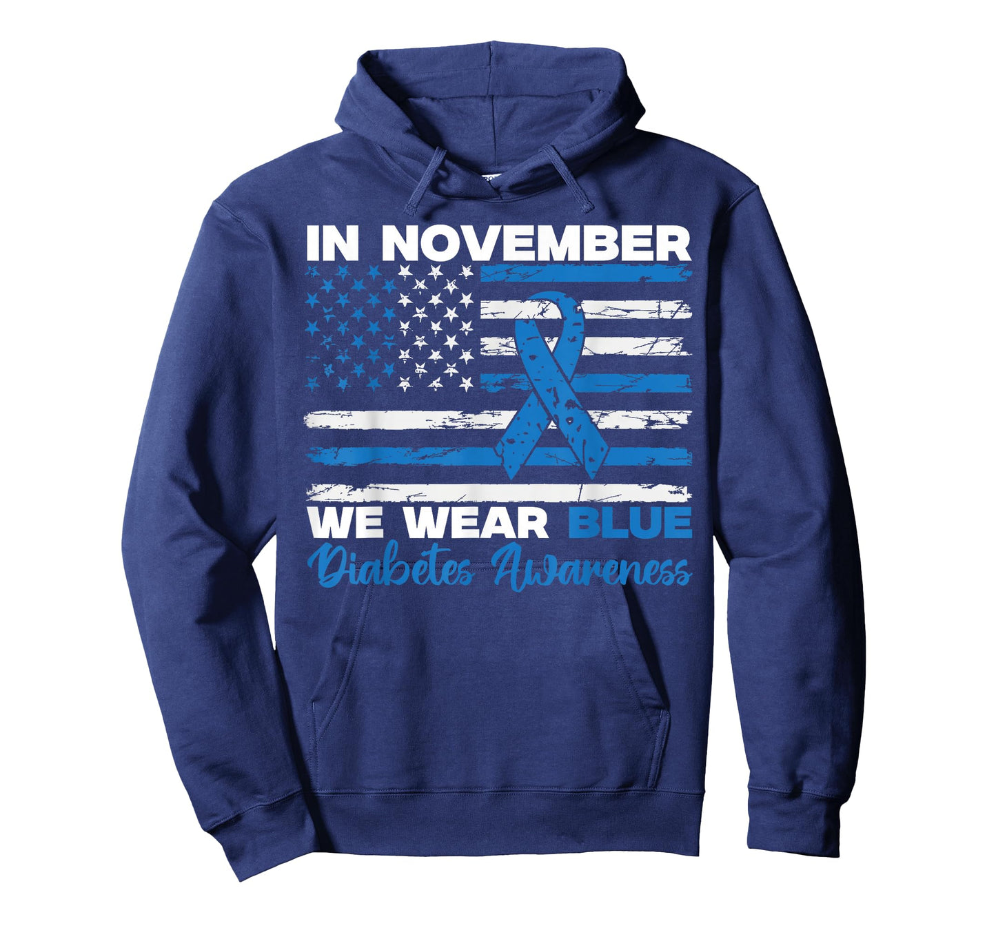 In November We Wear Blue Diabetes Awareness American Flag T-Shirt