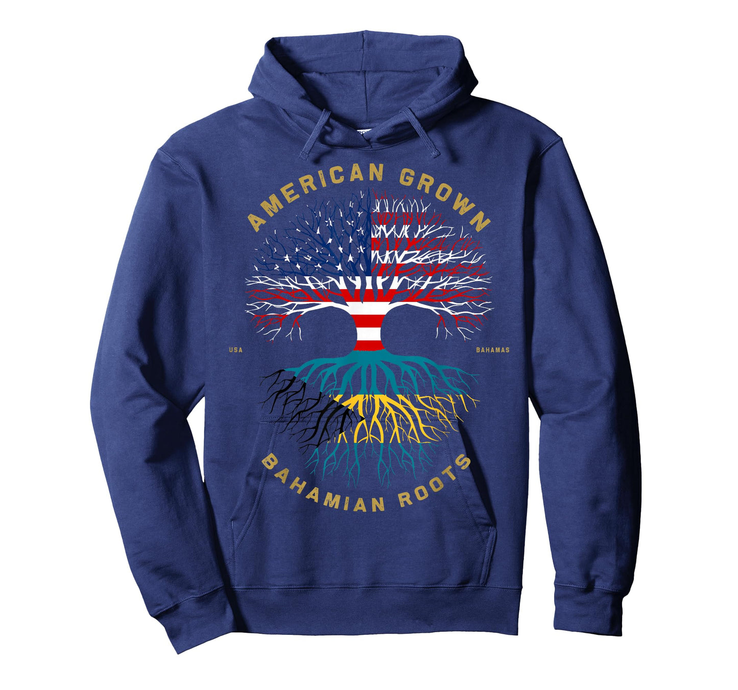 American Grown With Bahamian Roots Tree USA Flag Gifts T-Shirt