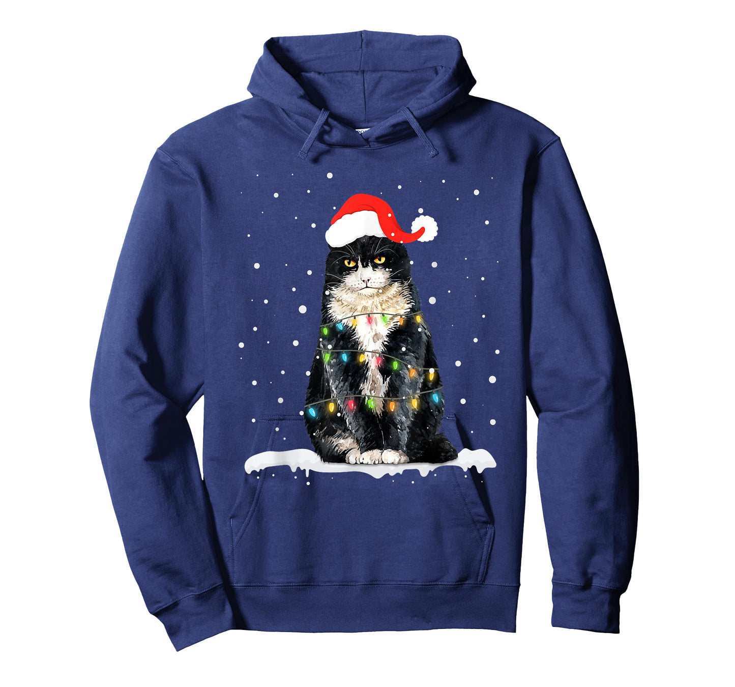 Funny Santa Cat Christmas Lights Holiday Gift Men Women Kids T-Shirt