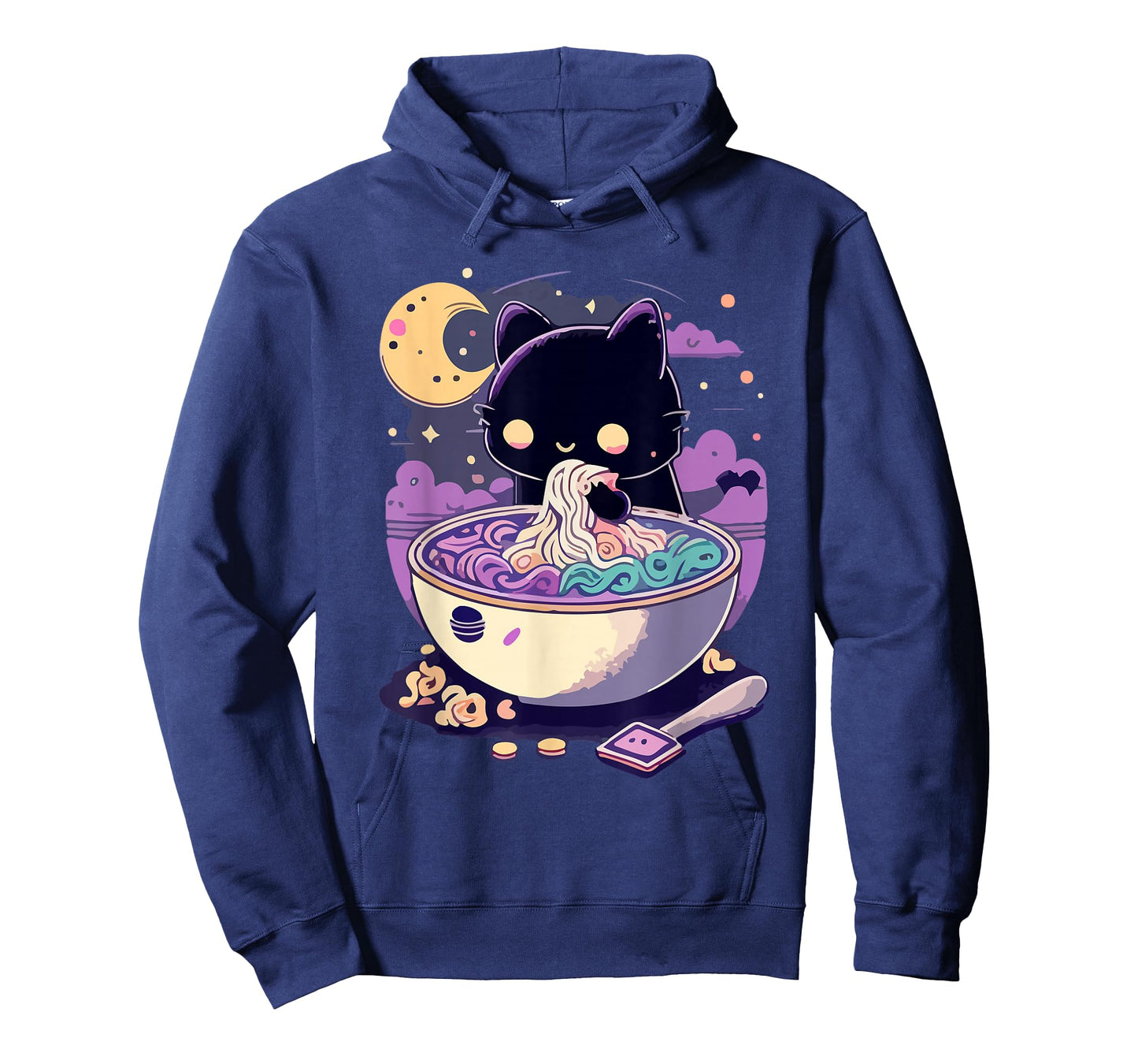 Creepy Kawaii Cat Eating Ramen Noodles Pastel Goth Aesthetic T-Shirt