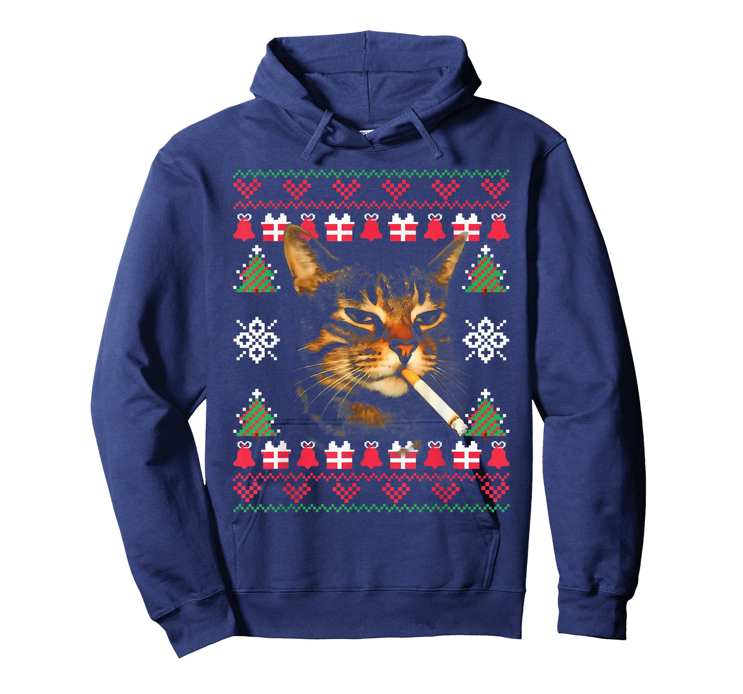 Funny Smoking Cat Meme Ugly Christmas Sweater for Men T-Shirt