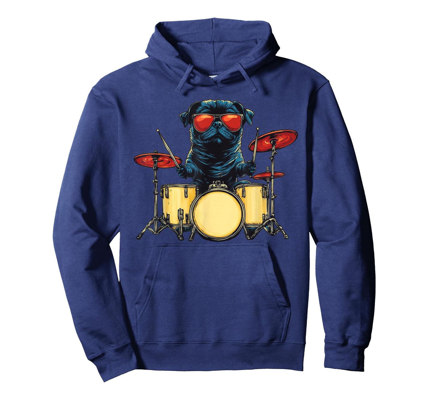 Cute Dog Pug Playing Drums Drummer Music T-Shirt