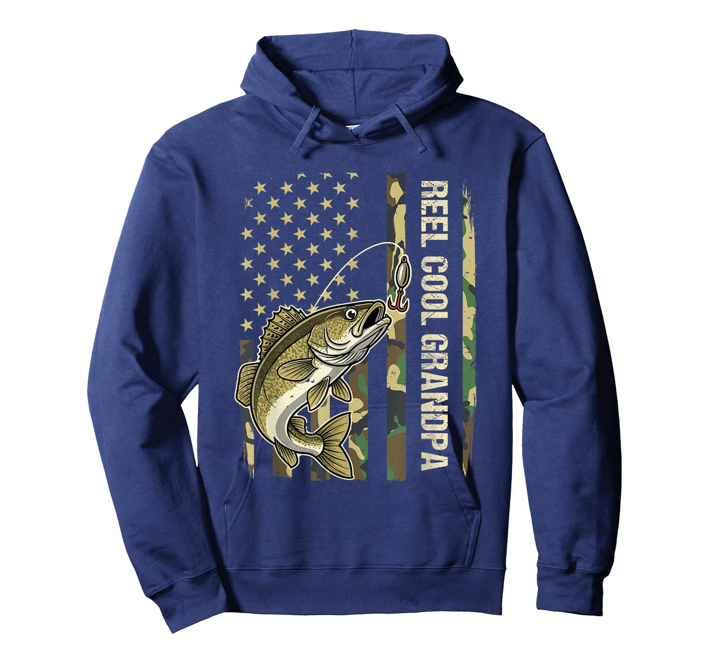 Reel Cool Grandpa Walleye Fishing Camo American Flag T-Shirt