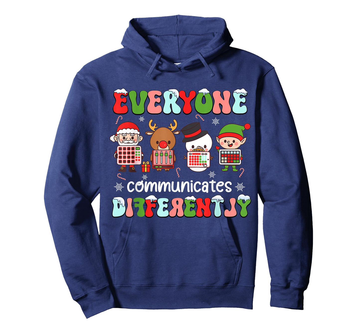 Everyone Communicates Differently Christmas SLP Sped Teacher T-Shirt