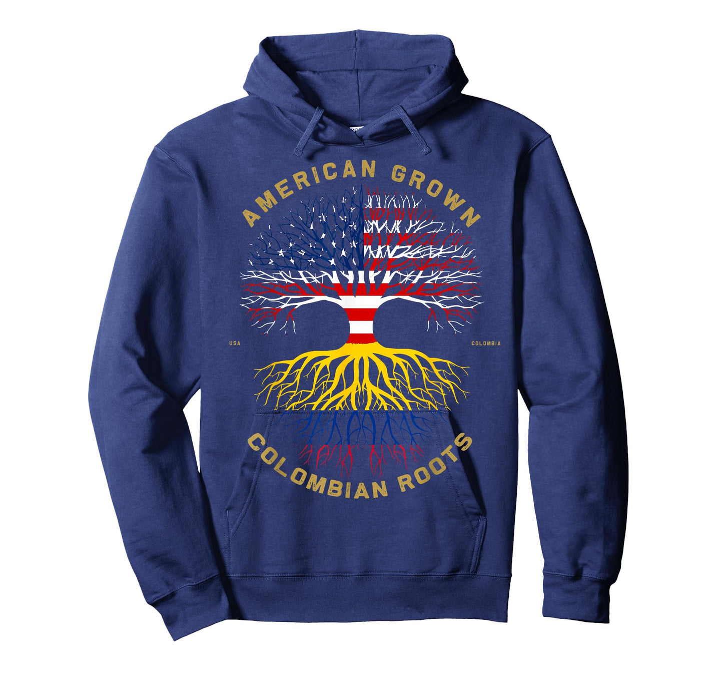 American Grown with Colombian Roots Tree USA Flag Gifts T-Shirt