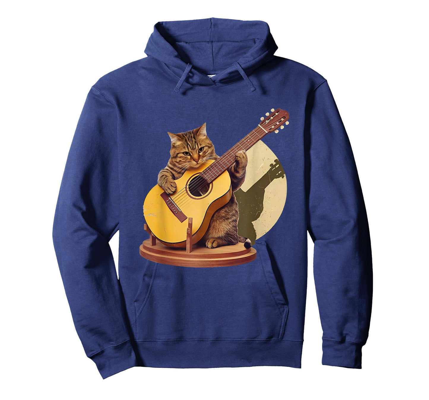 Retro Cat Playing Acoustic Guitar For Music and Cat Lovers T-Shirt