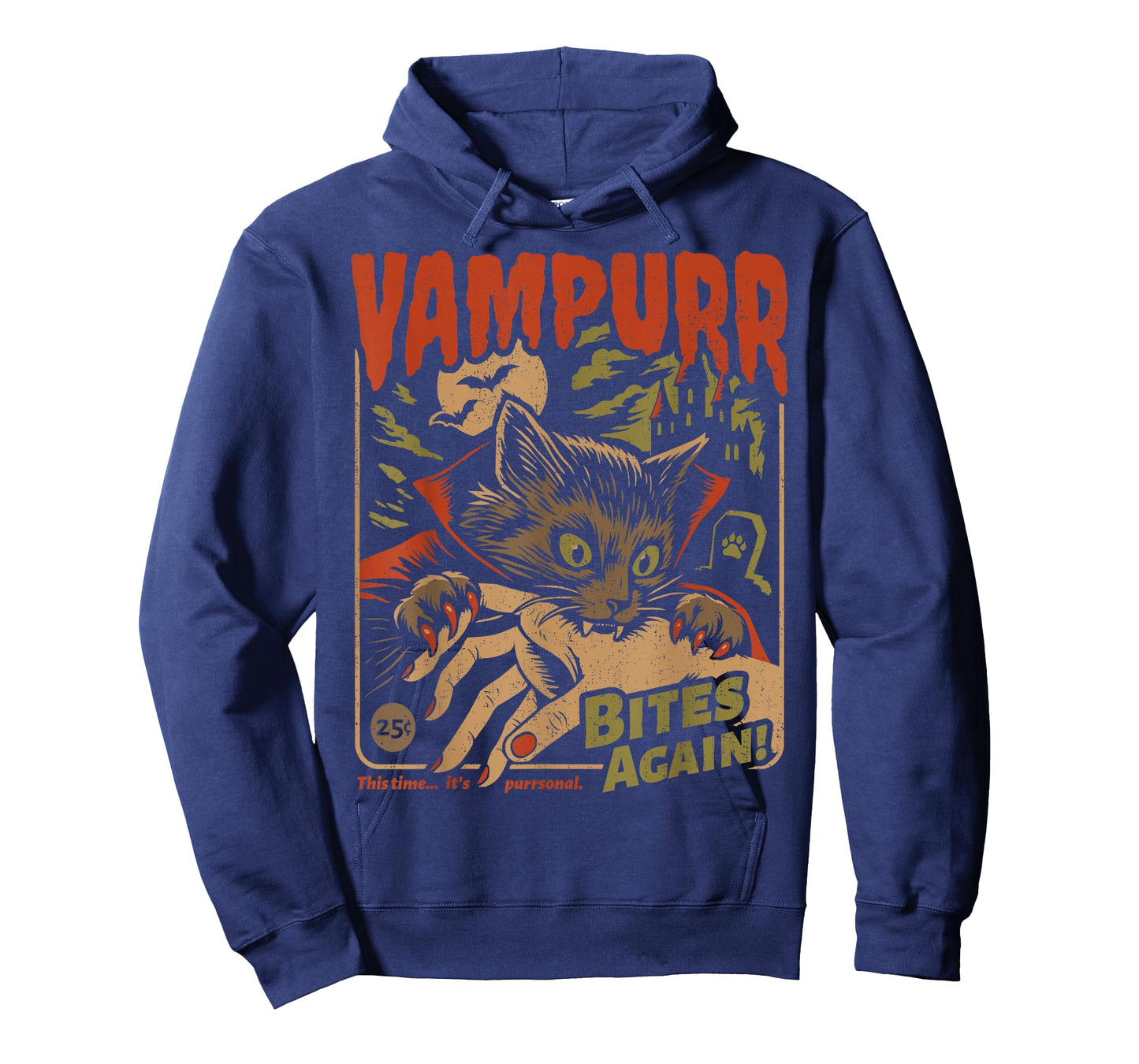 Vampurr Bites Again! Funny Cat Halloween Vintage Graphic T-Shirt